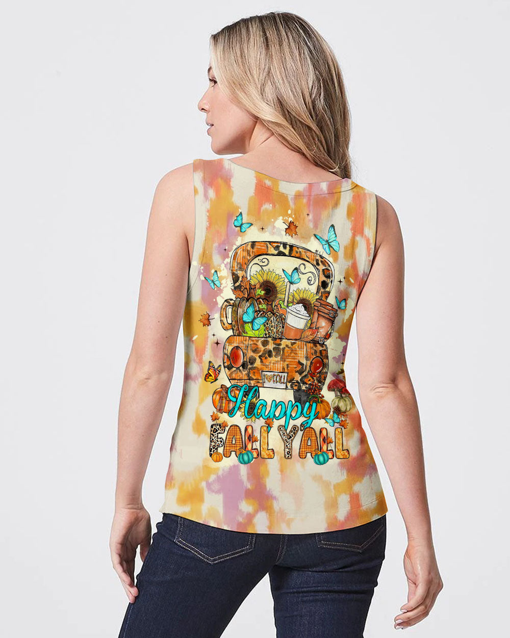 HAPPY FALL Y'ALL TIE DYE ALL OVER PRINT - TLTW2007231