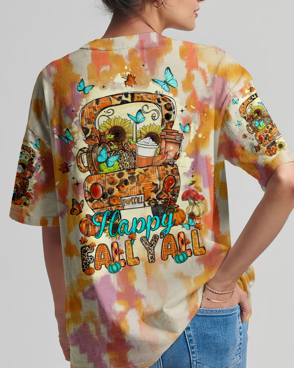 HAPPY FALL Y'ALL TIE DYE ALL OVER PRINT - TLTW2007231