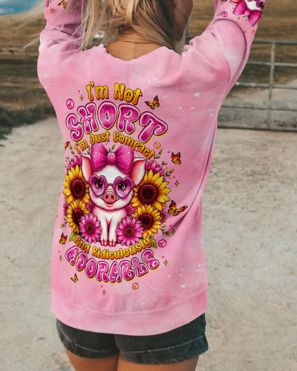 I'M NOT SHORT PIG SUNFLOWER ALL OVER PRINT - TLTW2008251