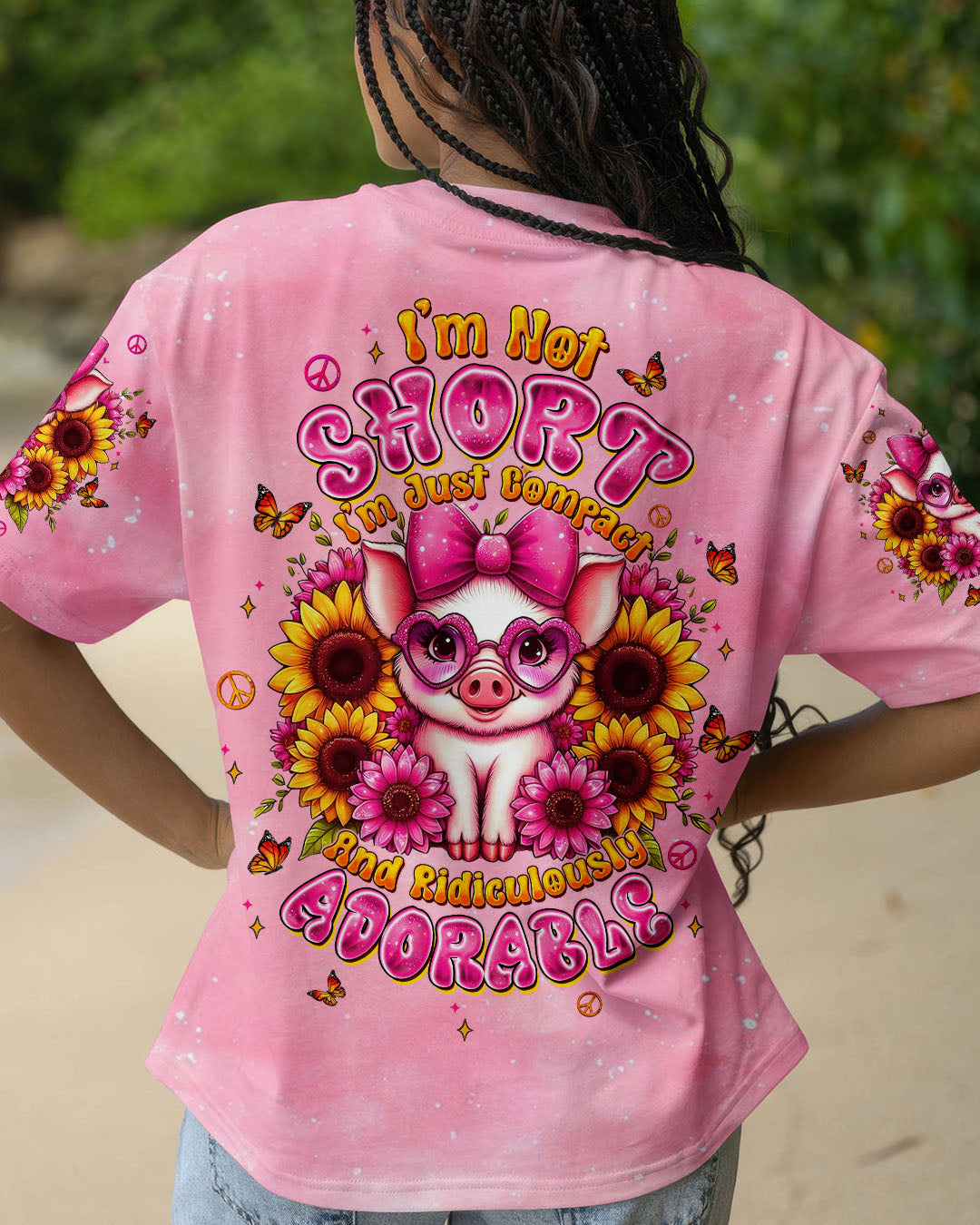 I'M NOT SHORT PIG SUNFLOWER ALL OVER PRINT - TLTW2008251