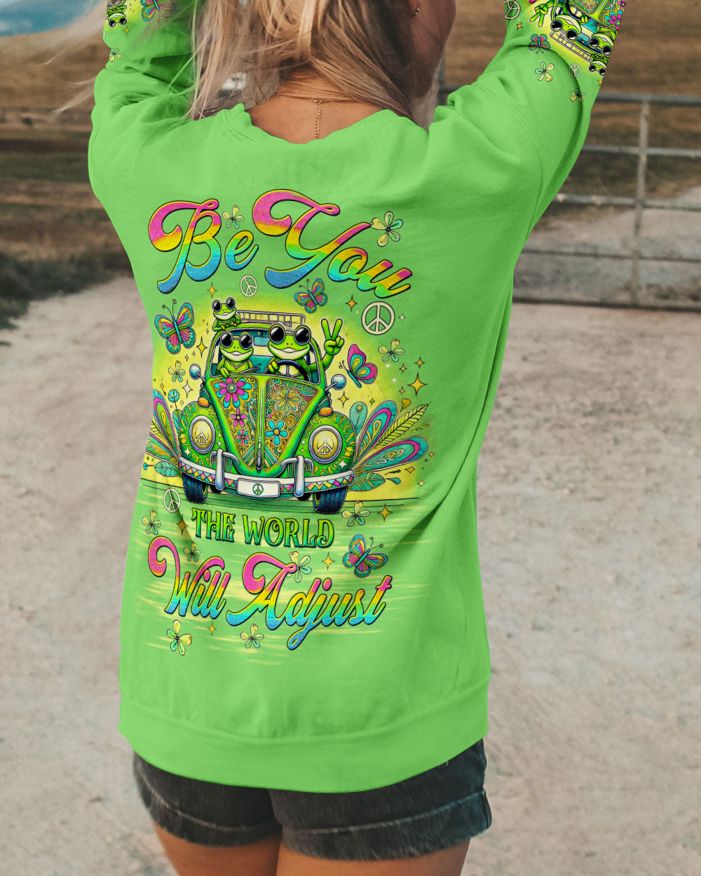 BE YOU THE WORLD WILL ADJUST FROG CAR ALL OVER PRINT  - TLTW2011245
