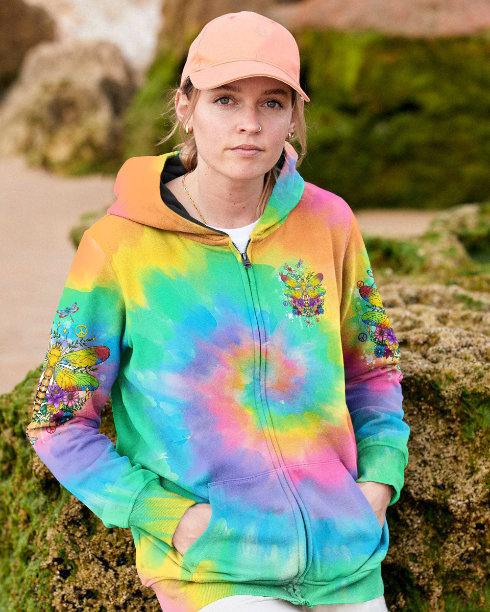 SMILE OFTEN THINK POSITIVELY DRAGONFLY TIE DYE ALL OVER PRINT - TLTW2012244