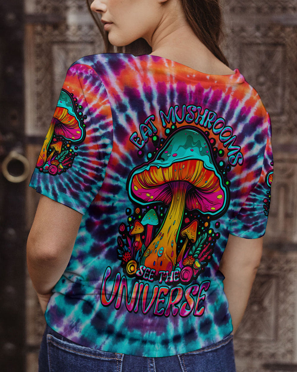 EAT MUSHROOMS SEE THE UNIVERSE TIE DYE ALL OVER PRINT - TLTW2106232