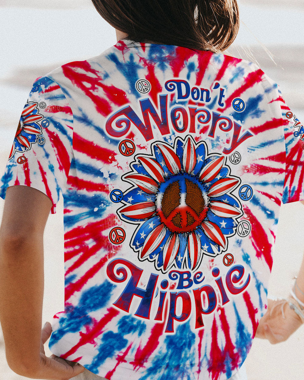 DON'T WORRY BE HIPPIE SUNFLOWER AMERICA TIE DYE ALL OVER PRINT - TLTW2106235
