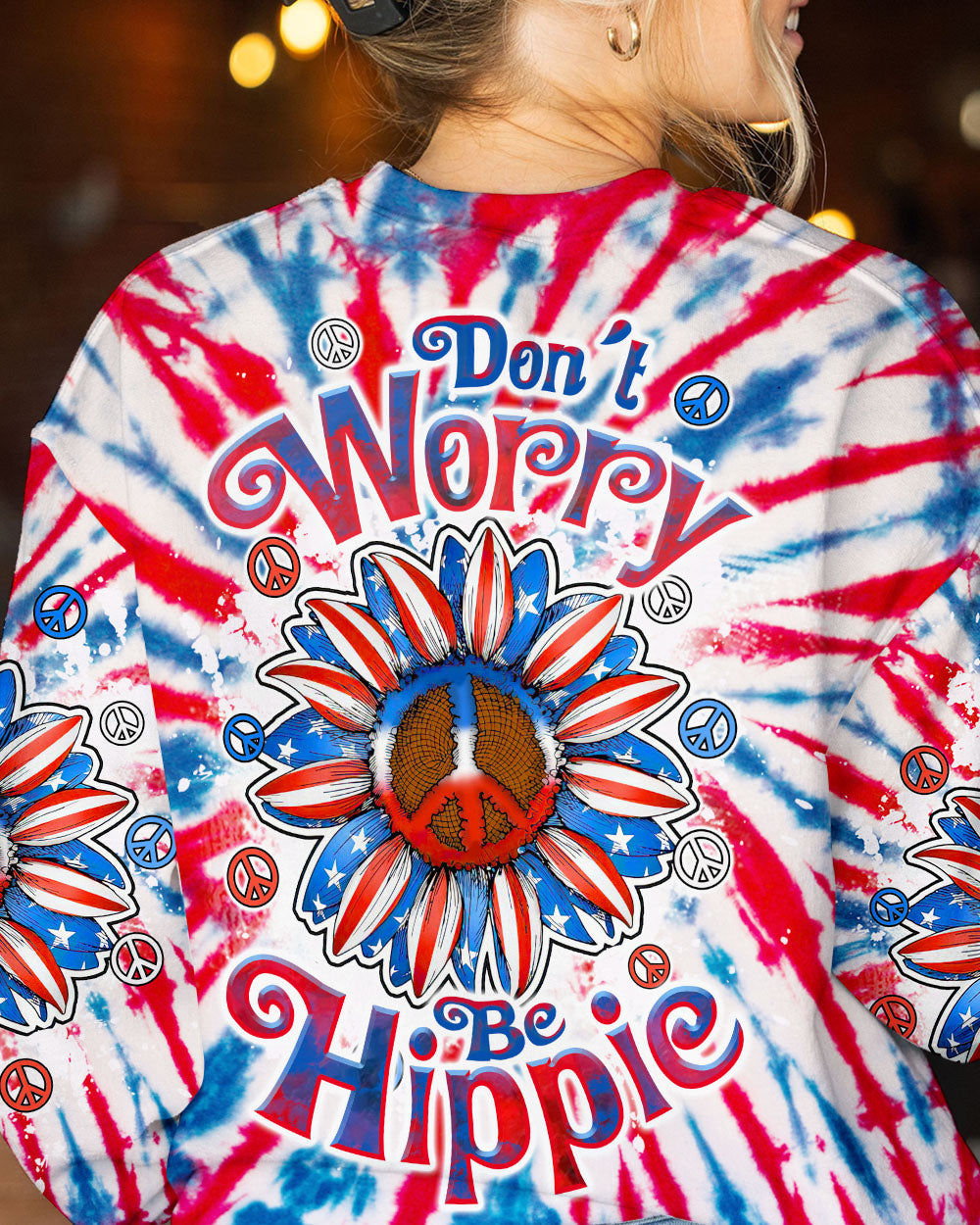 DON'T WORRY BE HIPPIE SUNFLOWER AMERICA TIE DYE ALL OVER PRINT - TLTW2106235