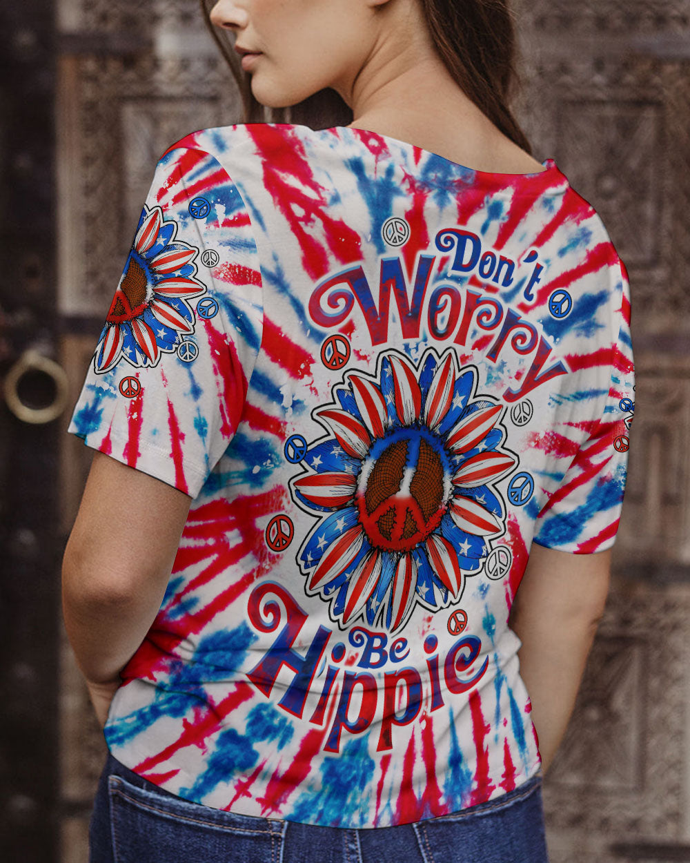 DON'T WORRY BE HIPPIE SUNFLOWER AMERICA TIE DYE ALL OVER PRINT - TLTW2106235