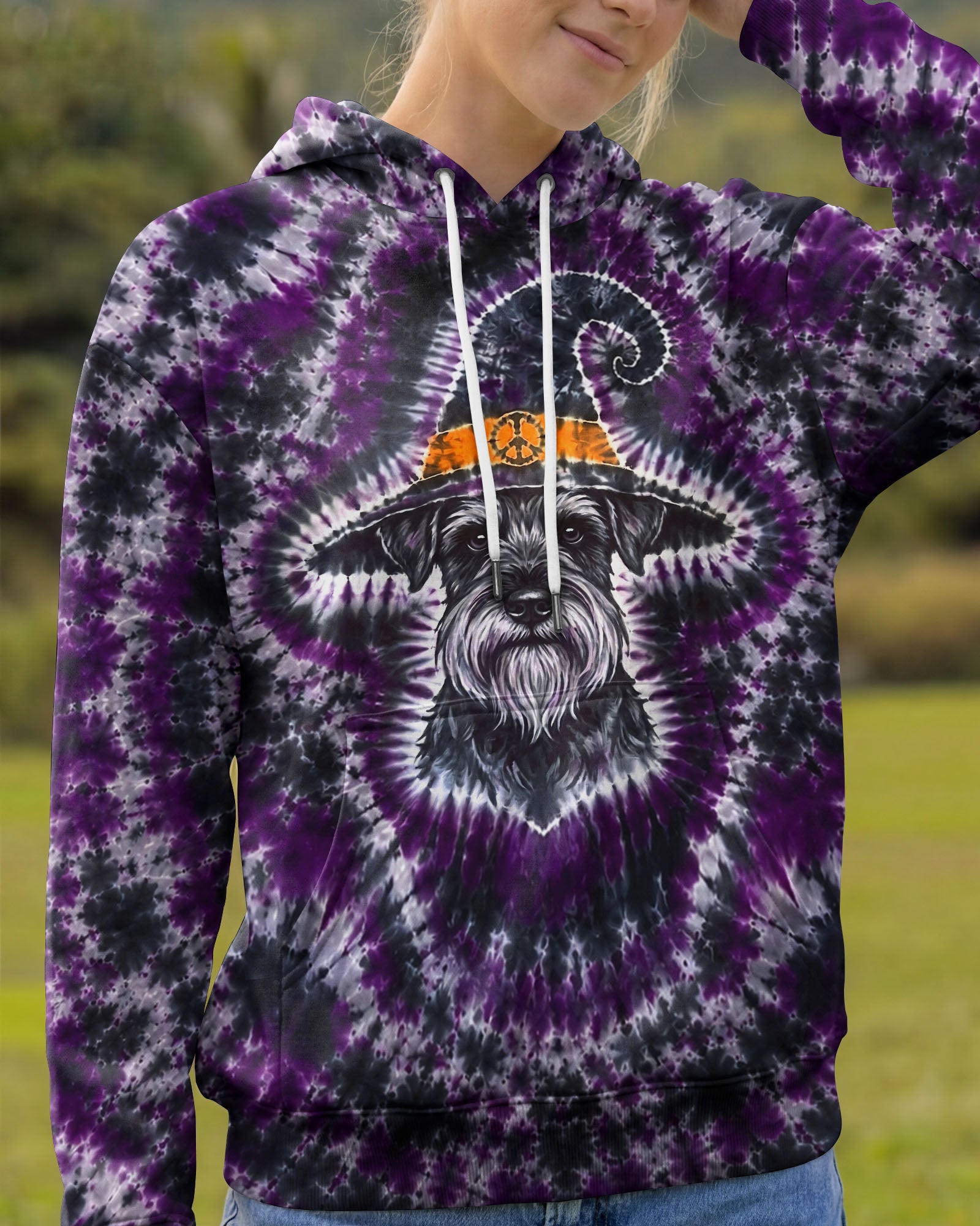 SCHNAUZER DOG WITCH HALLOWEEN BURST PATTERN ALL OVER PRINT - TLTW2107264