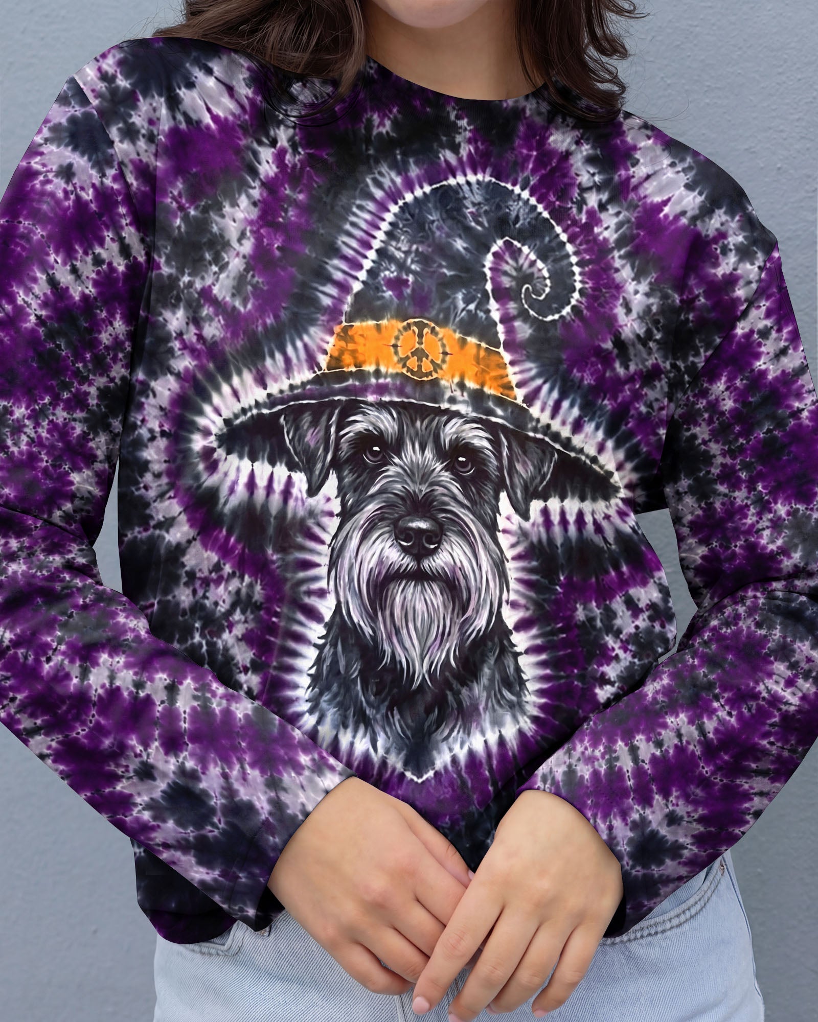 SCHNAUZER DOG WITCH HALLOWEEN BURST PATTERN ALL OVER PRINT - TLTW2107264