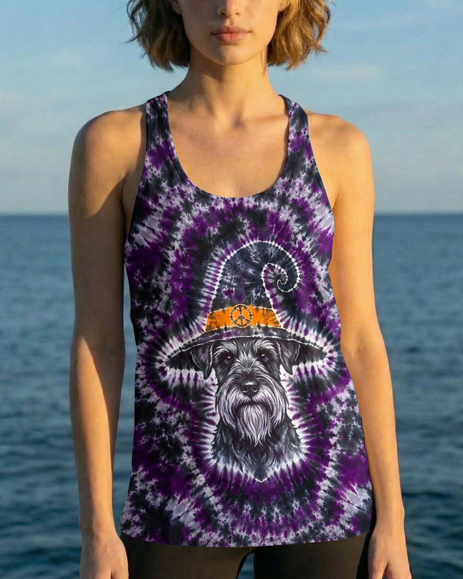 SCHNAUZER DOG WITCH HALLOWEEN BURST PATTERN ALL OVER PRINT - TLTW2107264
