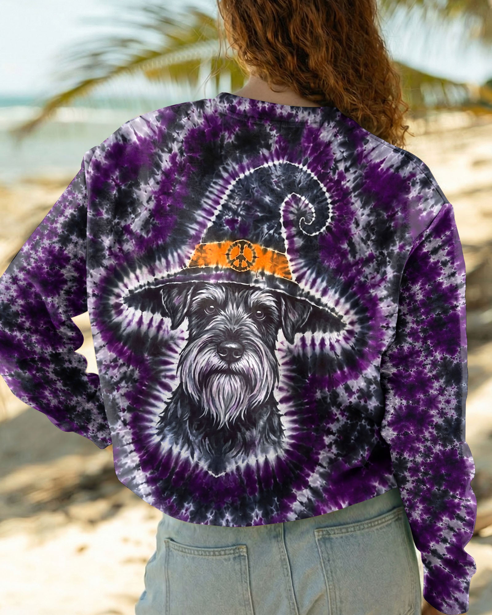 SCHNAUZER DOG WITCH HALLOWEEN BURST PATTERN ALL OVER PRINT - TLTW2107264