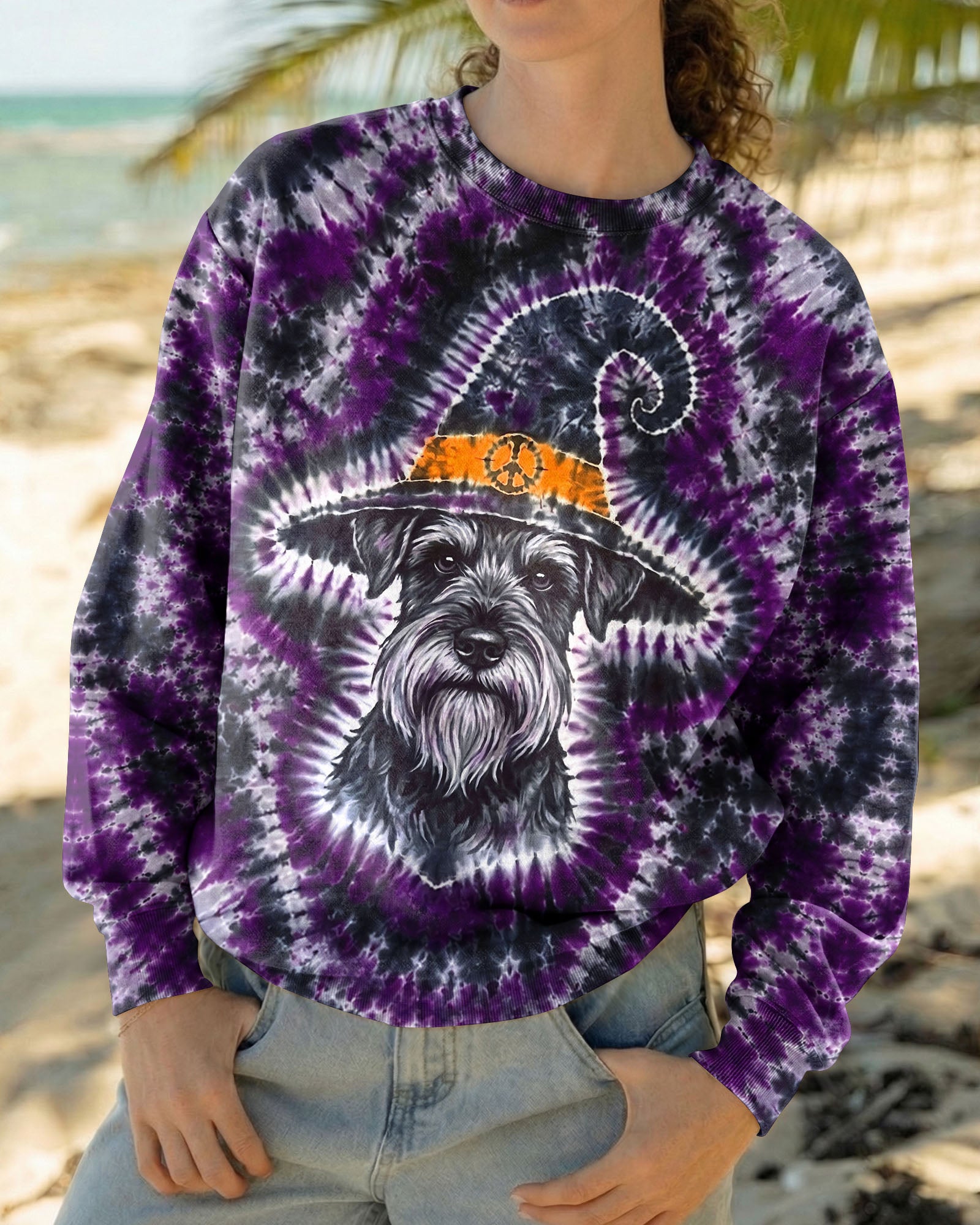 SCHNAUZER DOG WITCH HALLOWEEN BURST PATTERN ALL OVER PRINT - TLTW2107264
