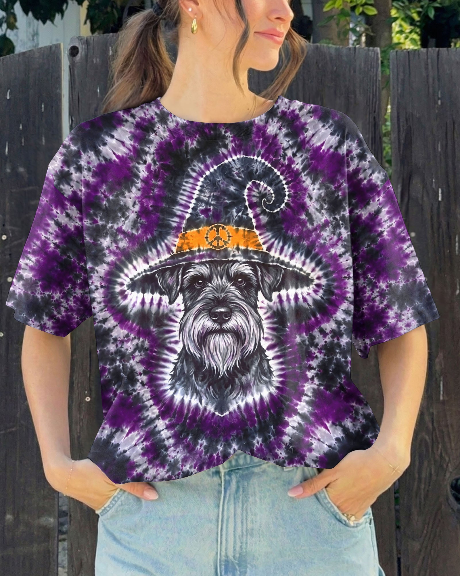 SCHNAUZER DOG WITCH HALLOWEEN BURST PATTERN ALL OVER PRINT - TLTW2107264