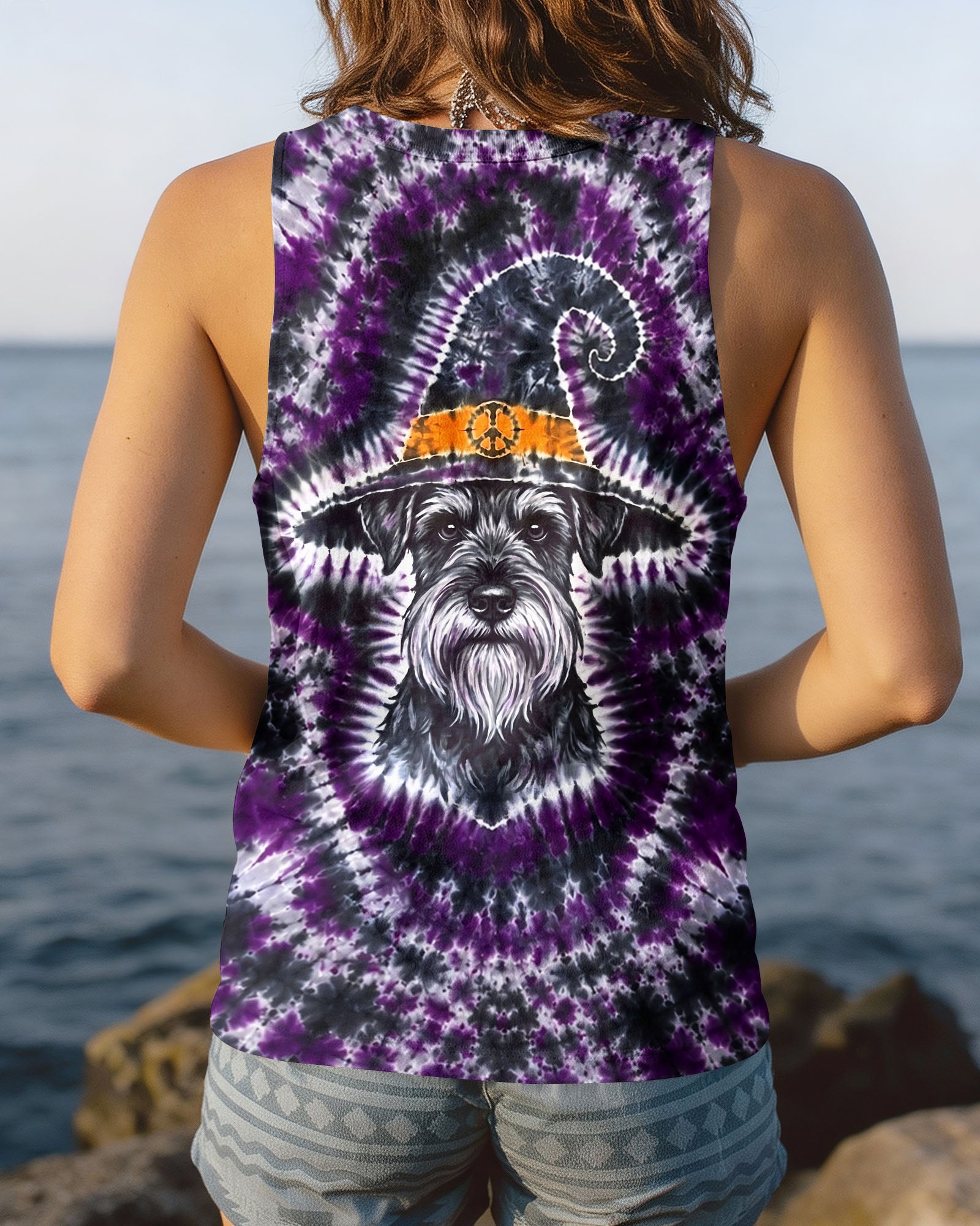 SCHNAUZER DOG WITCH HALLOWEEN BURST PATTERN ALL OVER PRINT - TLTW2107264