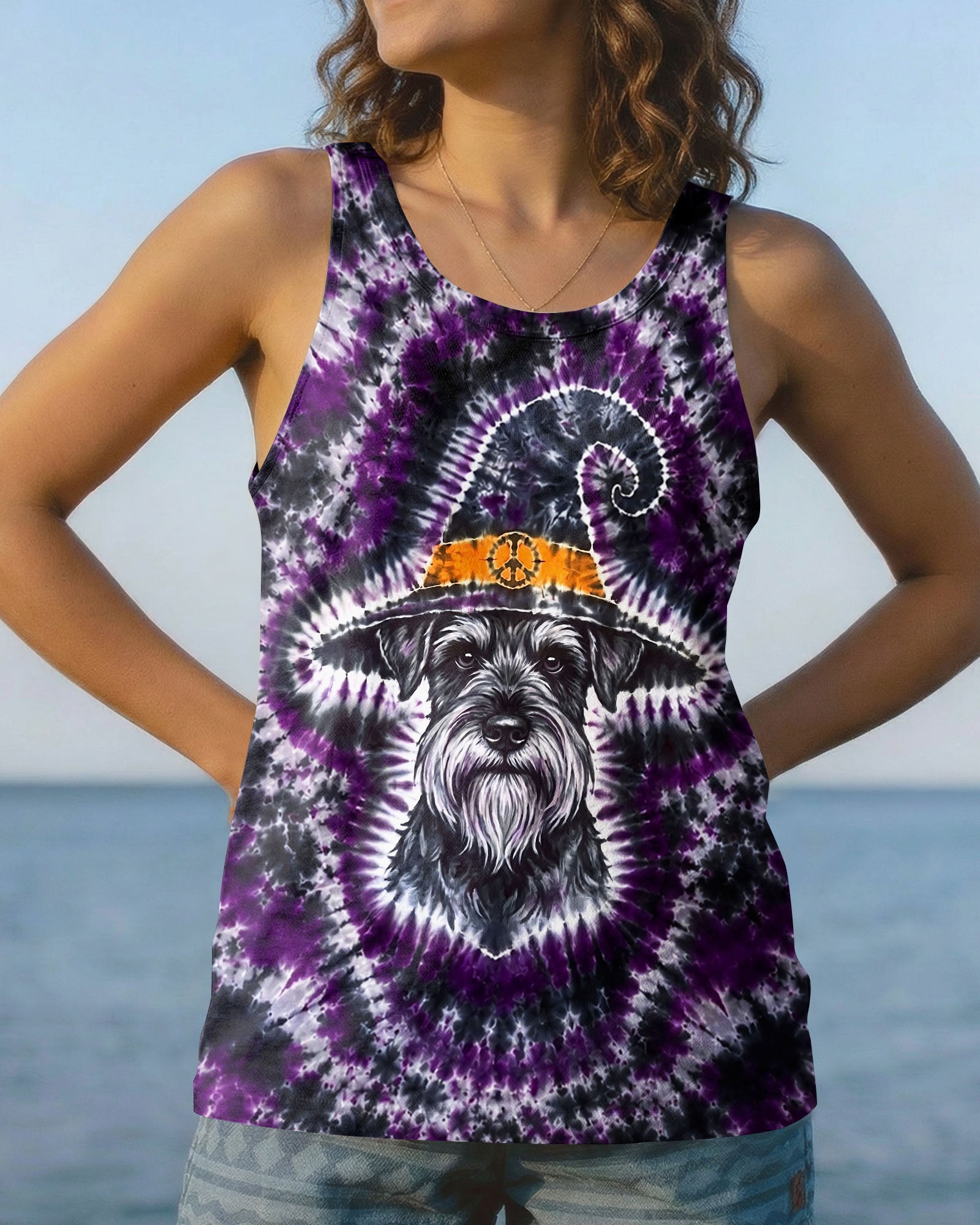 SCHNAUZER DOG WITCH HALLOWEEN BURST PATTERN ALL OVER PRINT - TLTW2107264