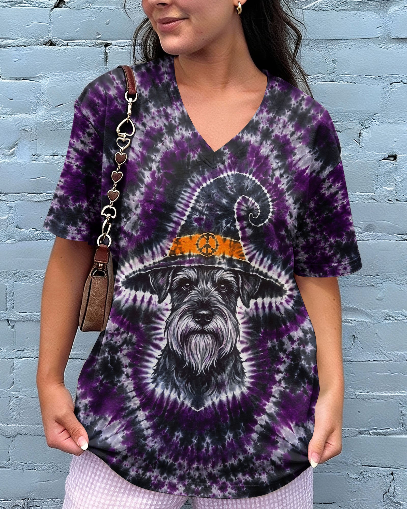 SCHNAUZER DOG WITCH HALLOWEEN BURST PATTERN ALL OVER PRINT - TLTW2107264