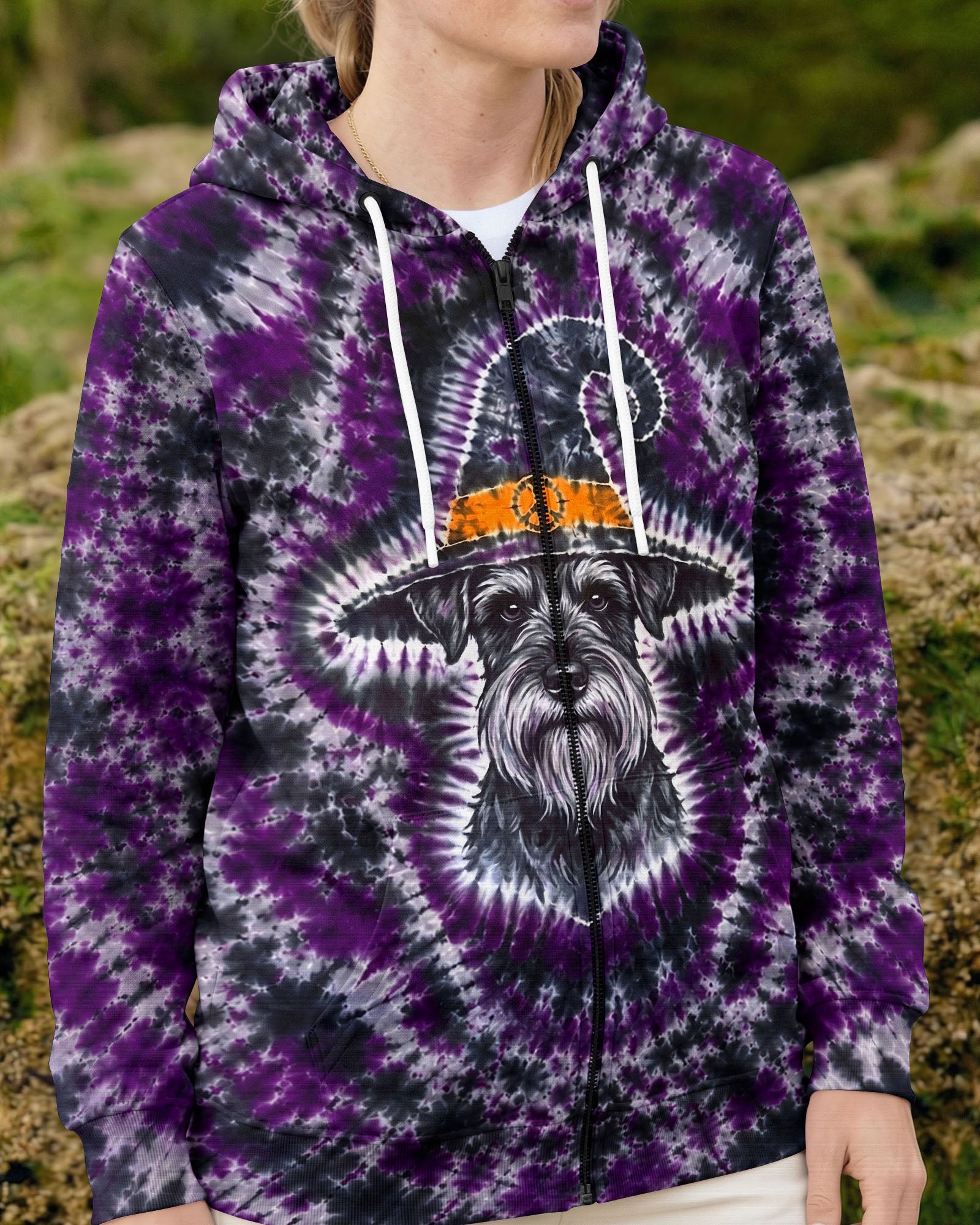 SCHNAUZER DOG WITCH HALLOWEEN BURST PATTERN ALL OVER PRINT - TLTW2107264