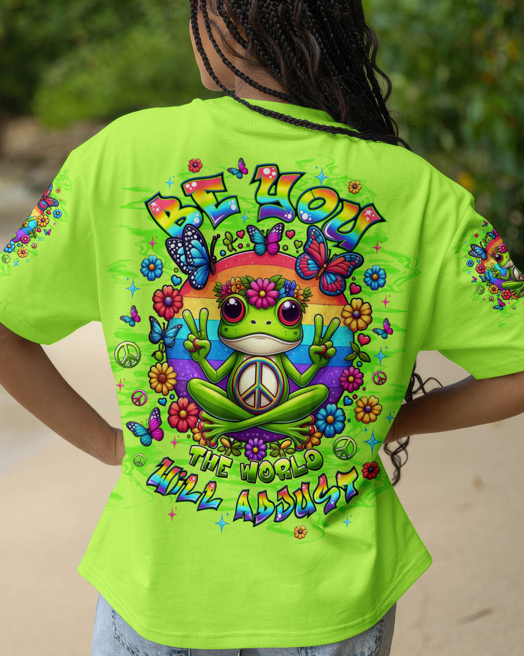BE YOU THE WORLD WILL ADJUST FROG ALL OVER PRINT - TLTW2108251