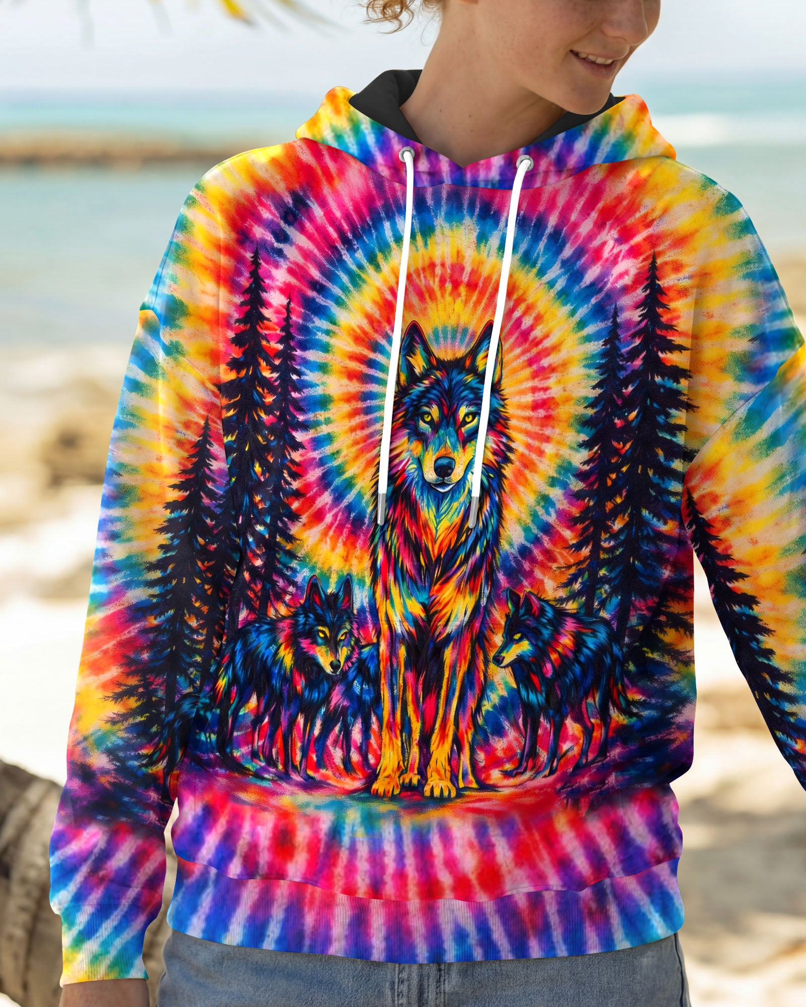 WOLF PACK COLORFUL SWIRL ALL OVER PRINT - TLTW2201261