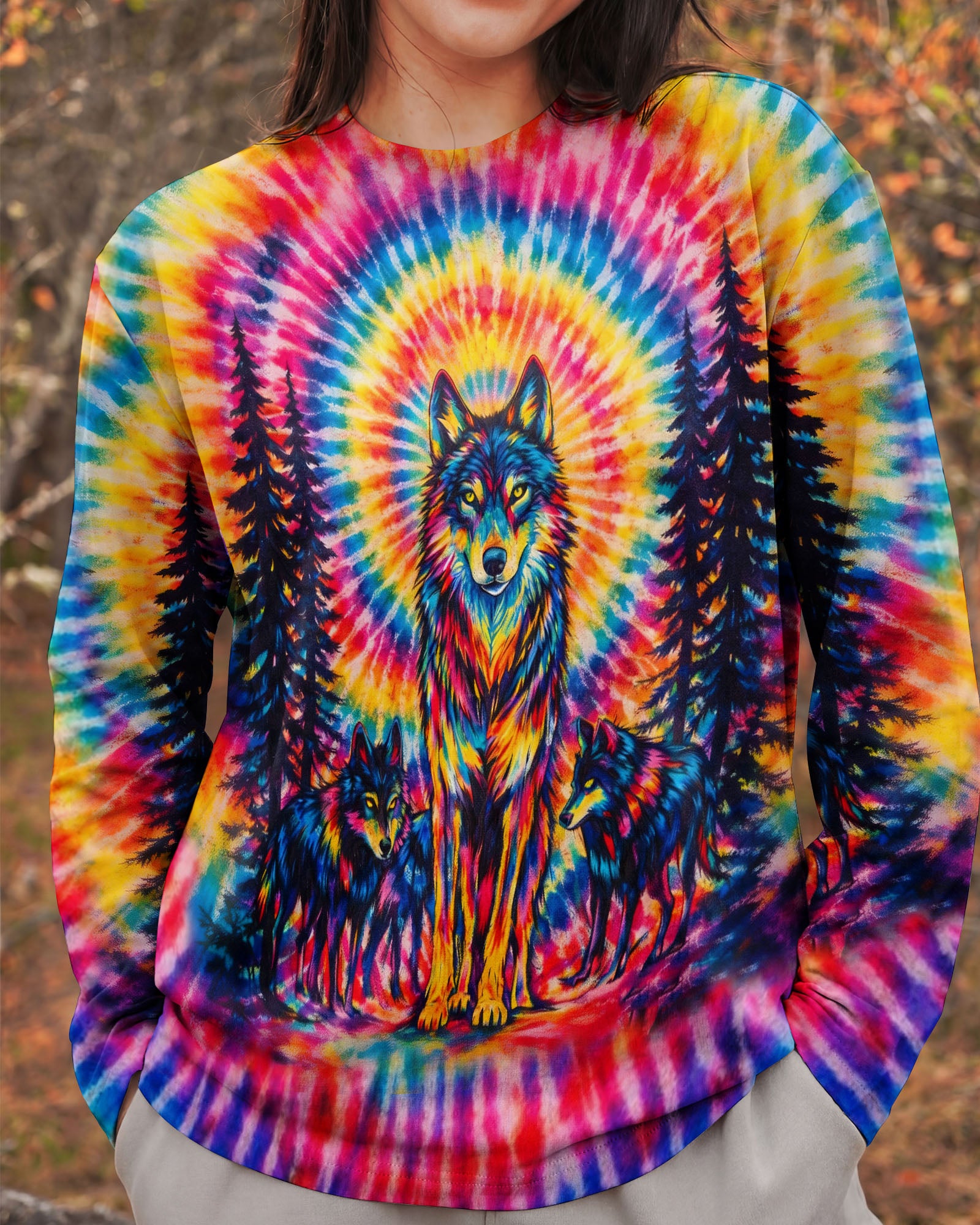 WOLF PACK COLORFUL SWIRL ALL OVER PRINT - TLTW2201261