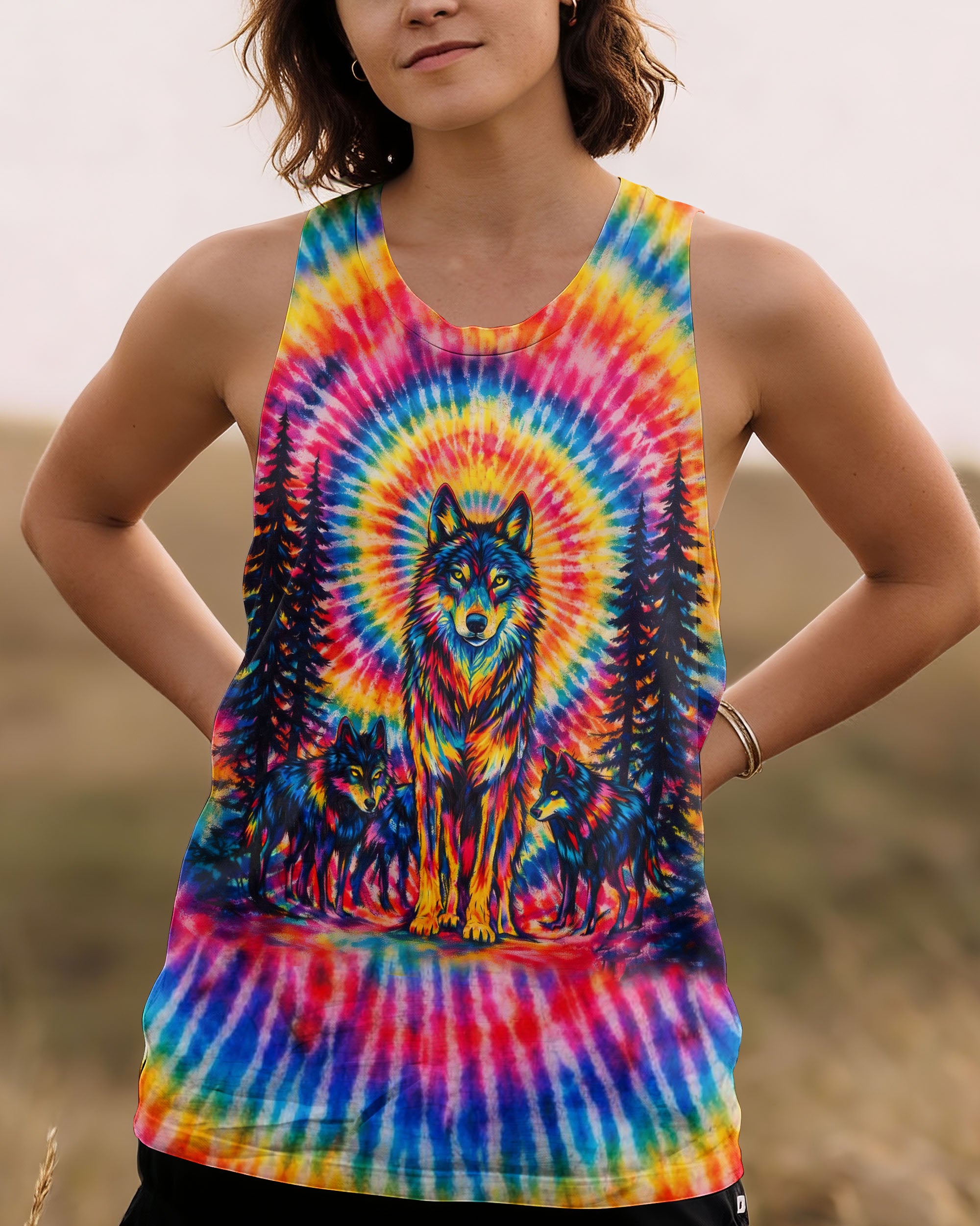 WOLF PACK COLORFUL SWIRL ALL OVER PRINT - TLTW2201261