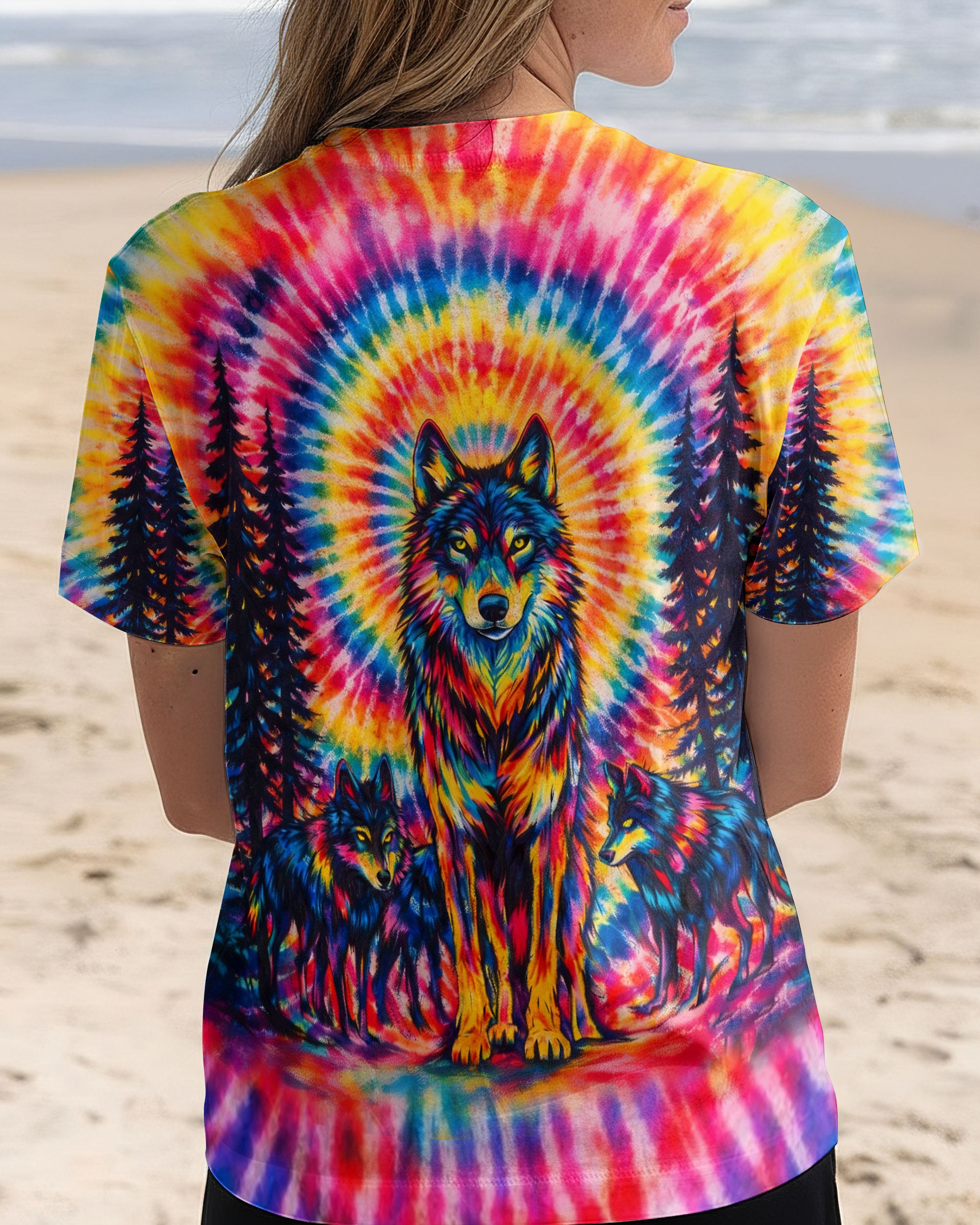 WOLF PACK COLORFUL SWIRL ALL OVER PRINT - TLTW2201261