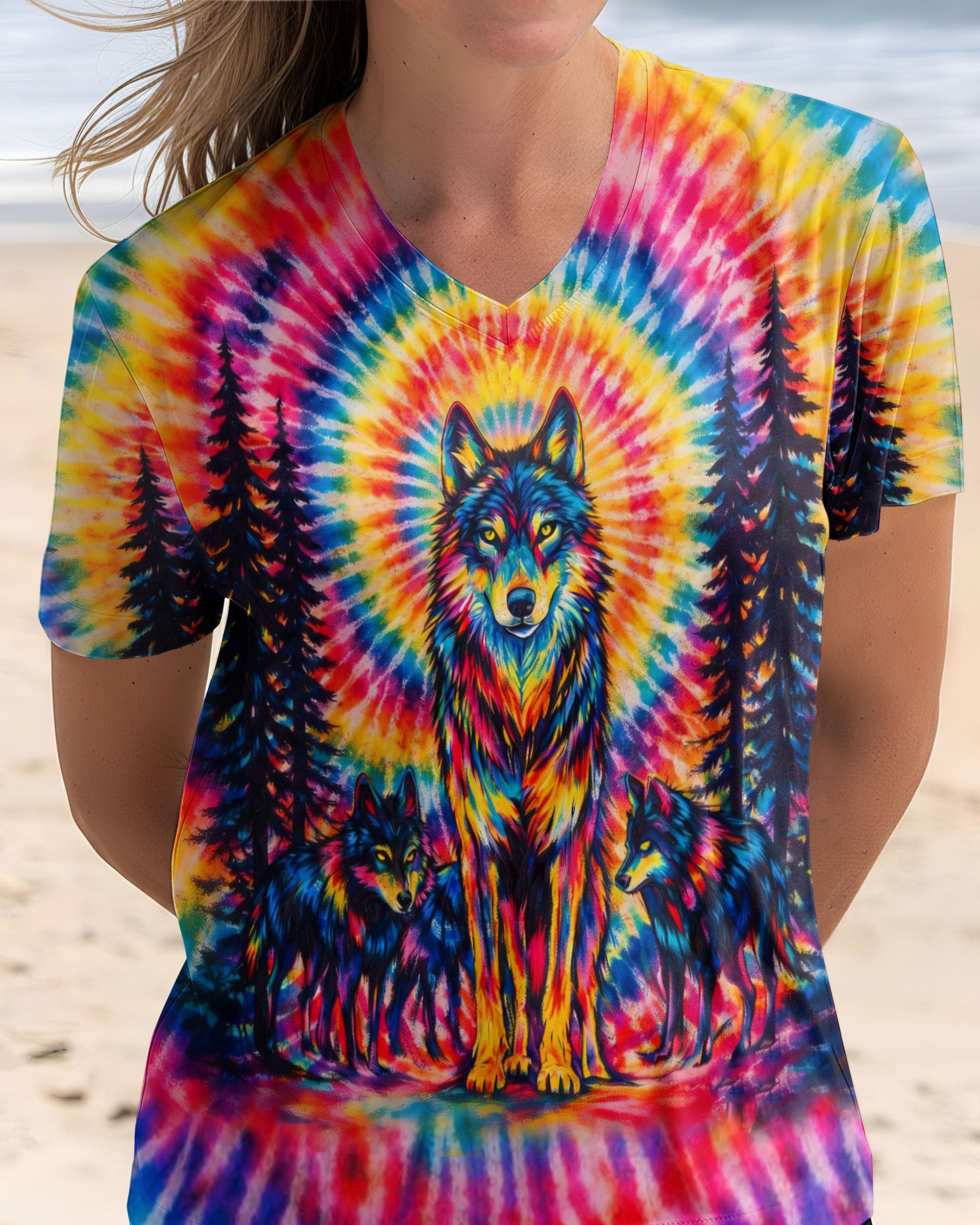 WOLF PACK COLORFUL SWIRL ALL OVER PRINT - TLTW2201261
