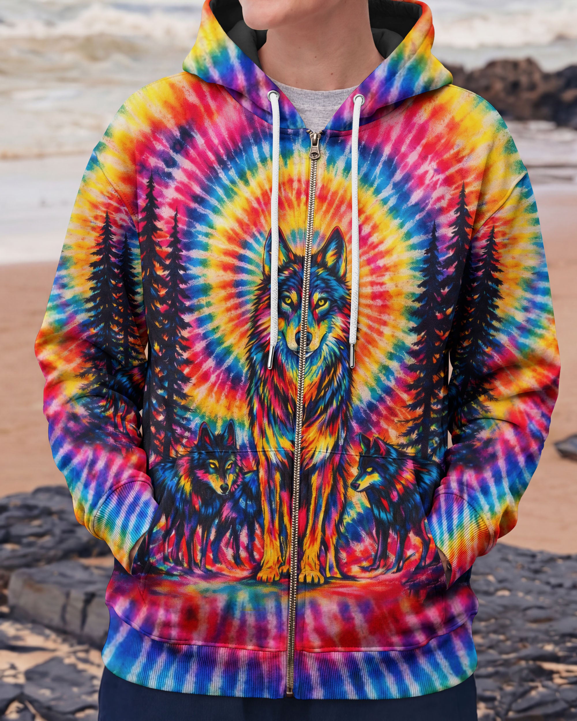 WOLF PACK COLORFUL SWIRL ALL OVER PRINT - TLTW2201261