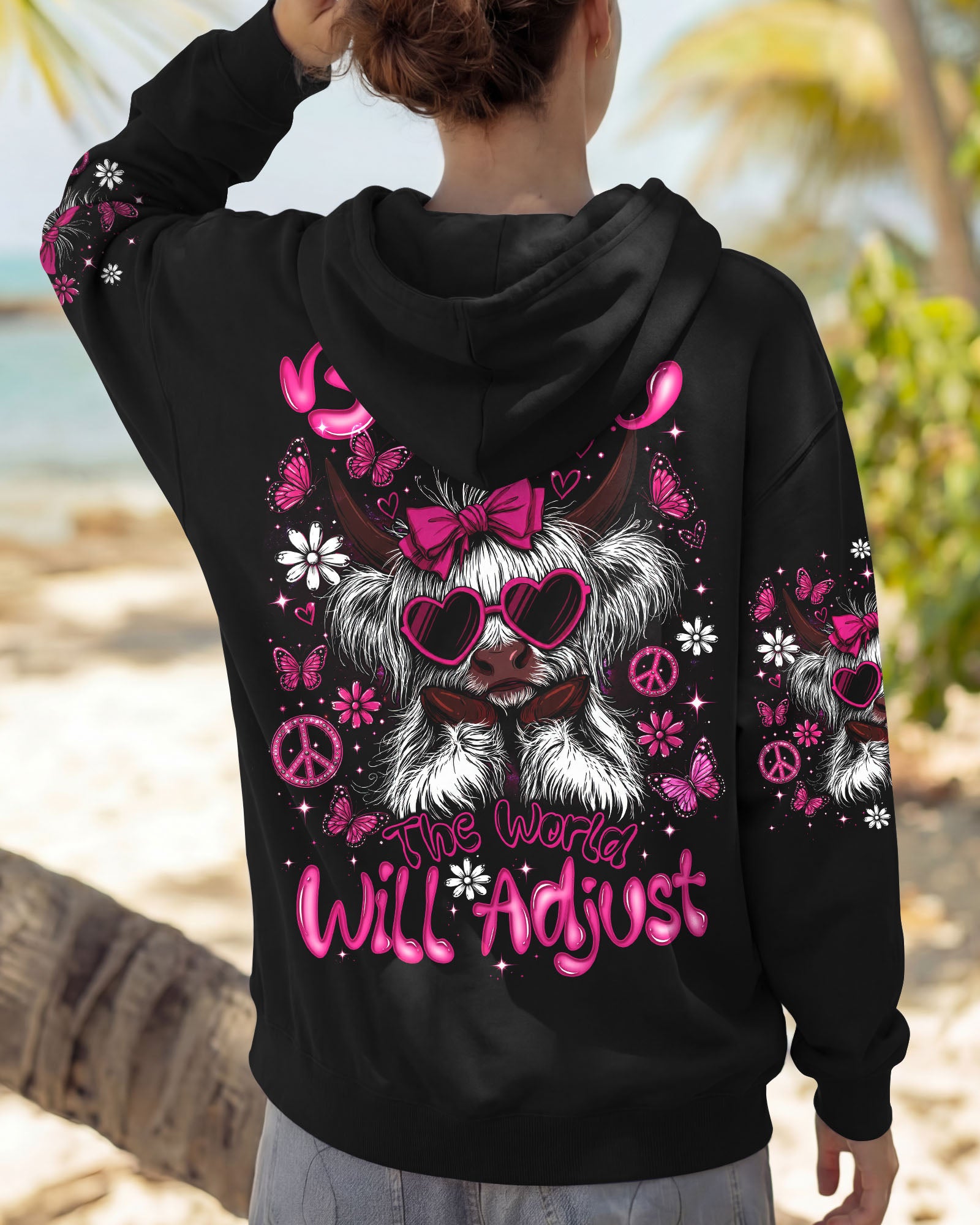 BE YOU THE WORLD WILL ADJUST HIGHLAND COW ALL OVER PRINT  - TLTW2207261