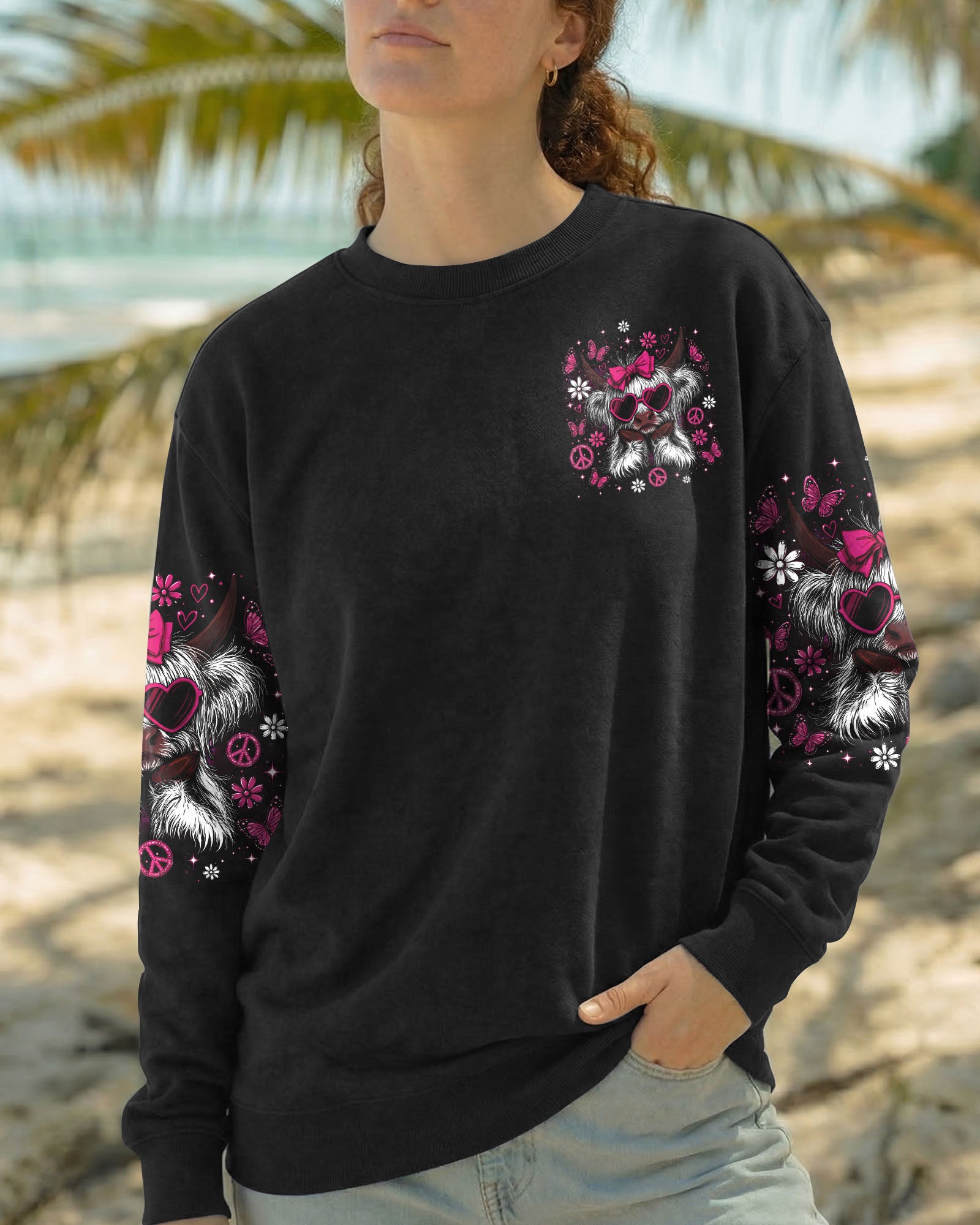 BE YOU THE WORLD WILL ADJUST HIGHLAND COW ALL OVER PRINT  - TLTW2207261