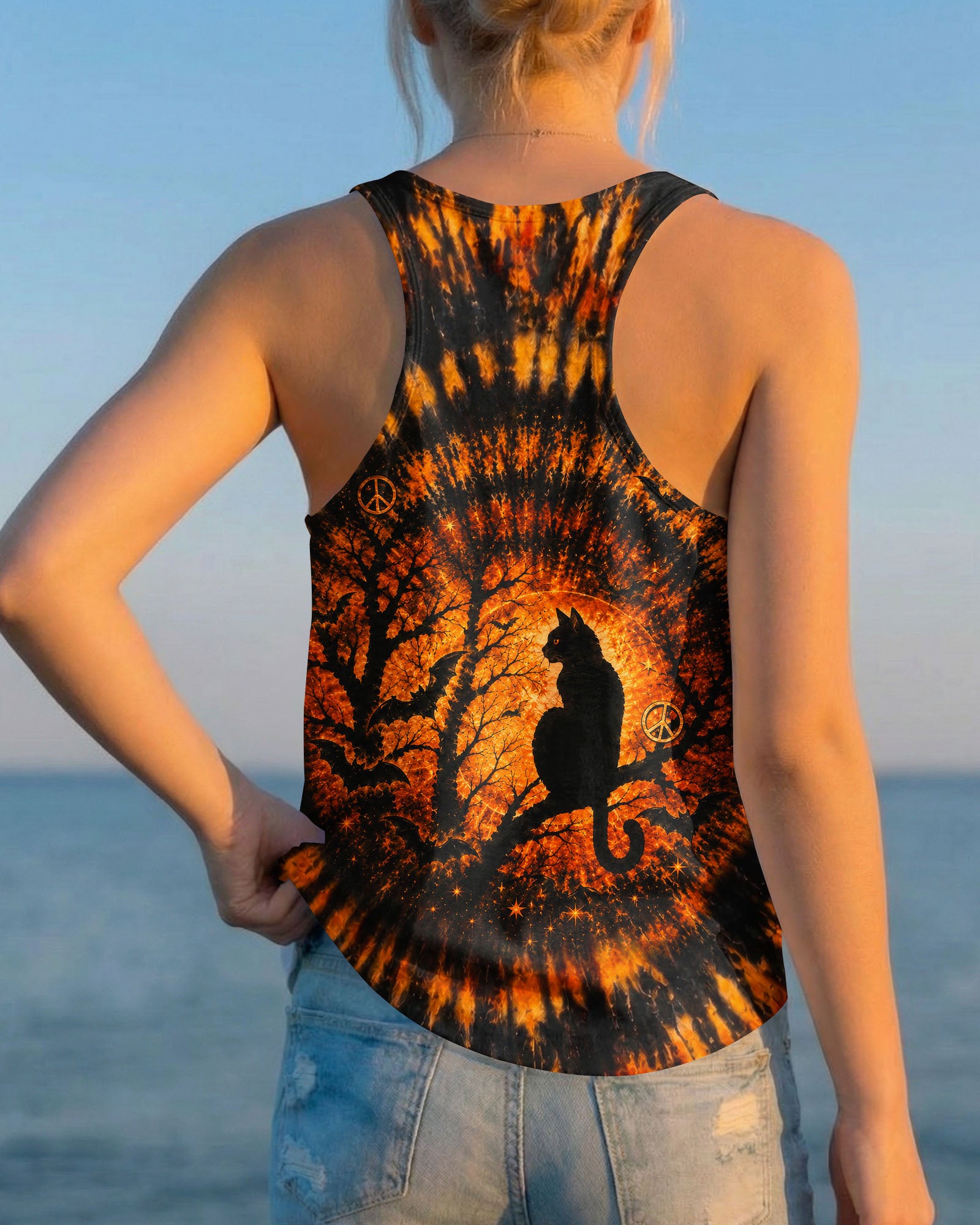 HELLO DARKNESS MY OLD FRIEND BLACK CAT SWIRL HALLOWEEN ALL OVER PRINT - TLTW2207262