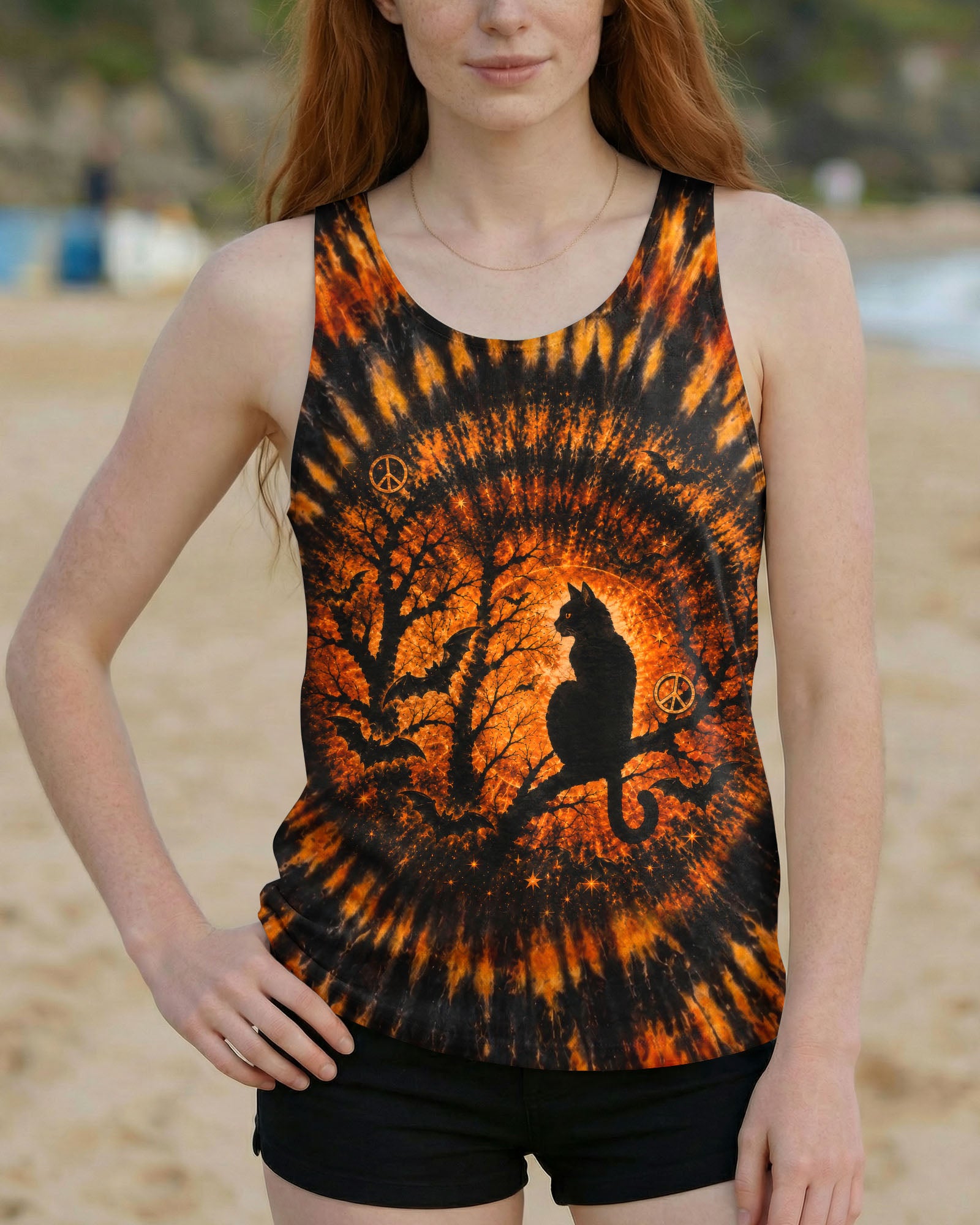 HELLO DARKNESS MY OLD FRIEND BLACK CAT SWIRL HALLOWEEN ALL OVER PRINT - TLTW2207262