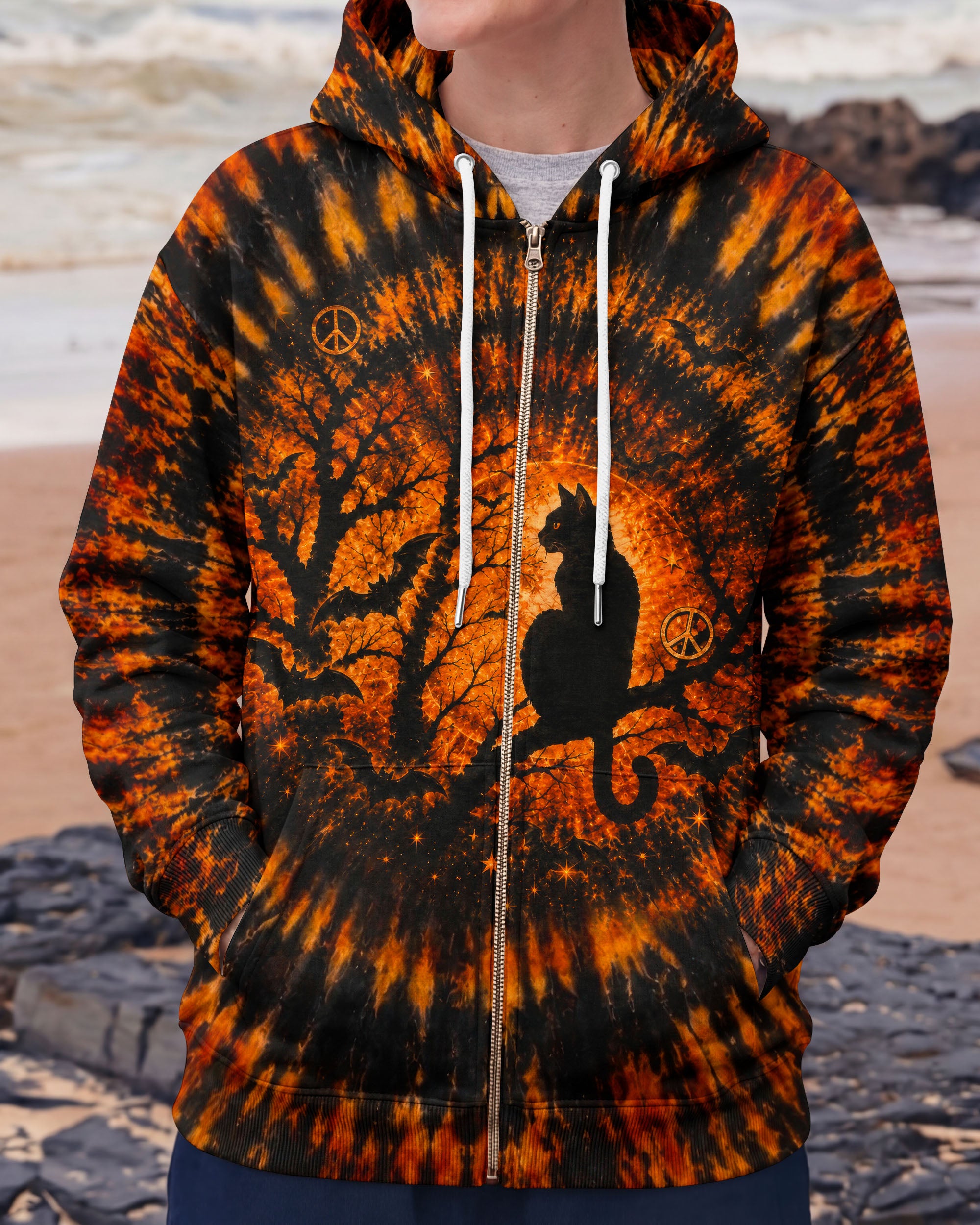 HELLO DARKNESS MY OLD FRIEND BLACK CAT SWIRL HALLOWEEN ALL OVER PRINT - TLTW2207262