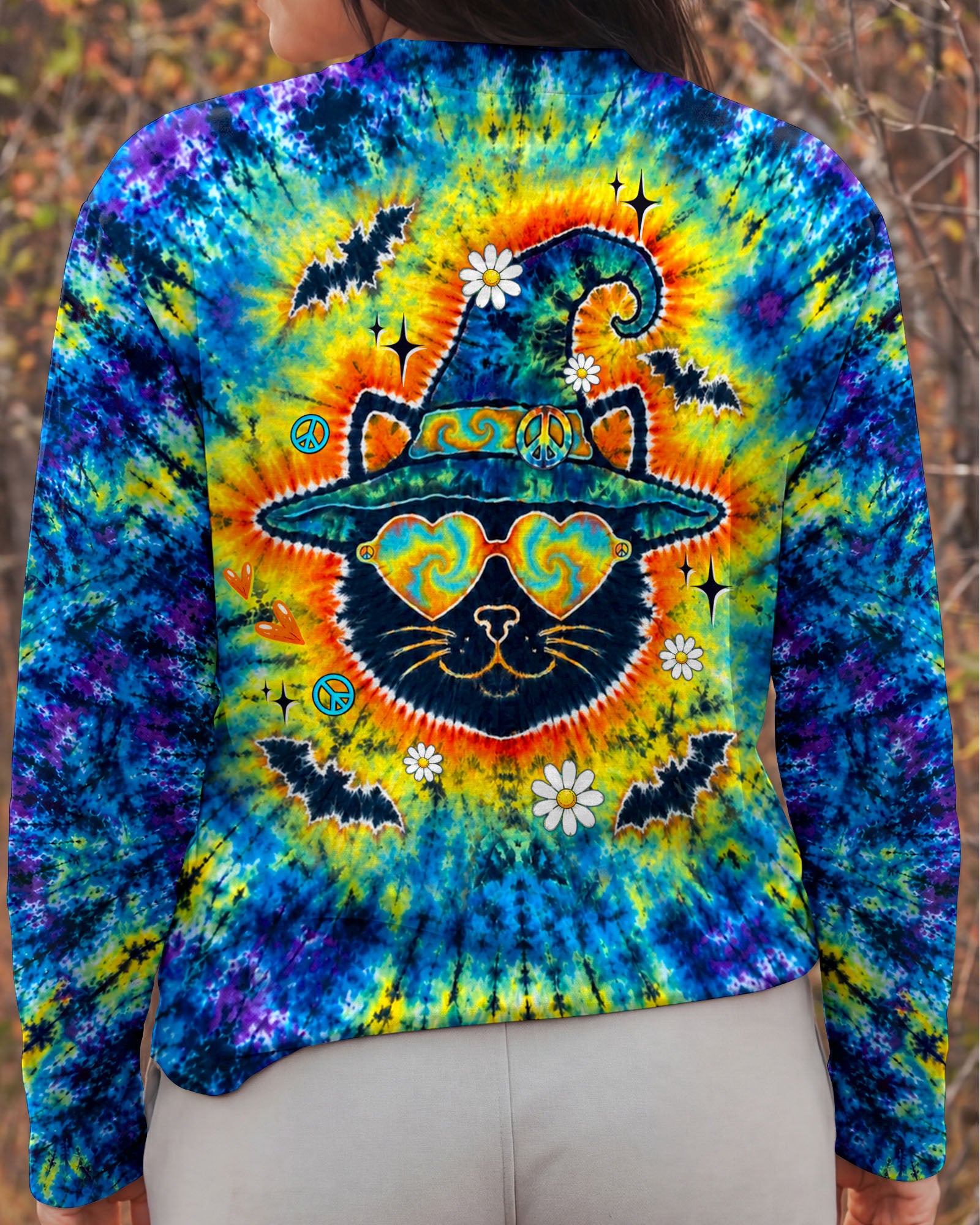 BLACK CAT WITCH HALLOWEEN BURST ALL OVER PRINT - TLTW2207263