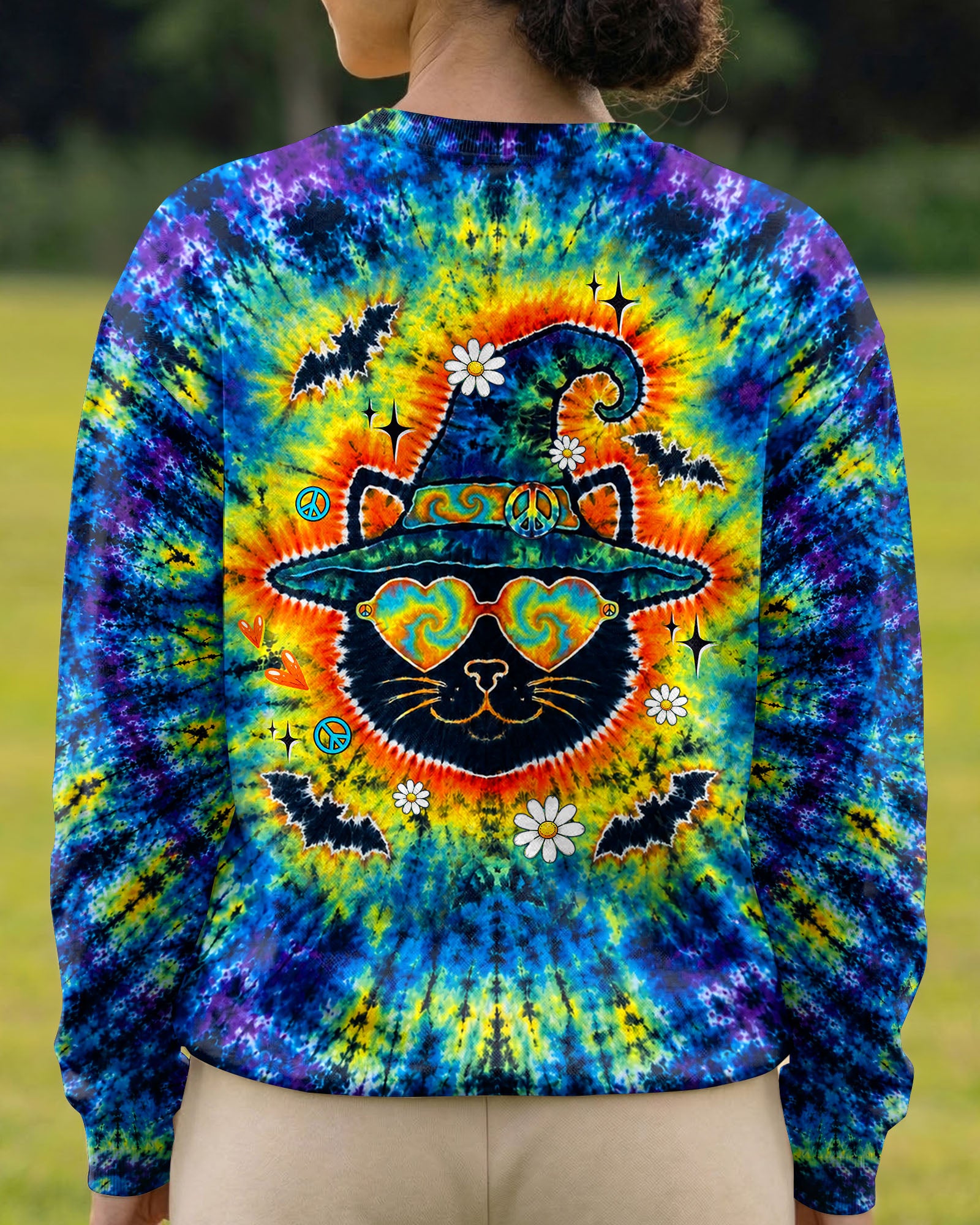 BLACK CAT WITCH HALLOWEEN BURST ALL OVER PRINT - TLTW2207263