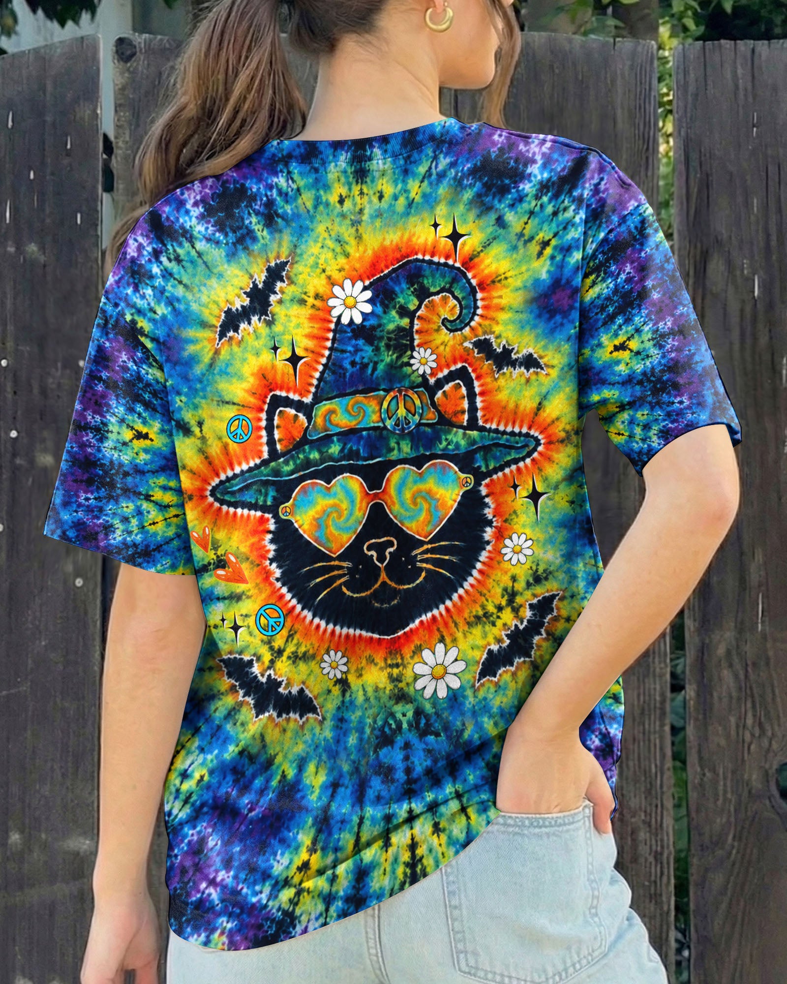 BLACK CAT WITCH HALLOWEEN BURST ALL OVER PRINT - TLTW2207263