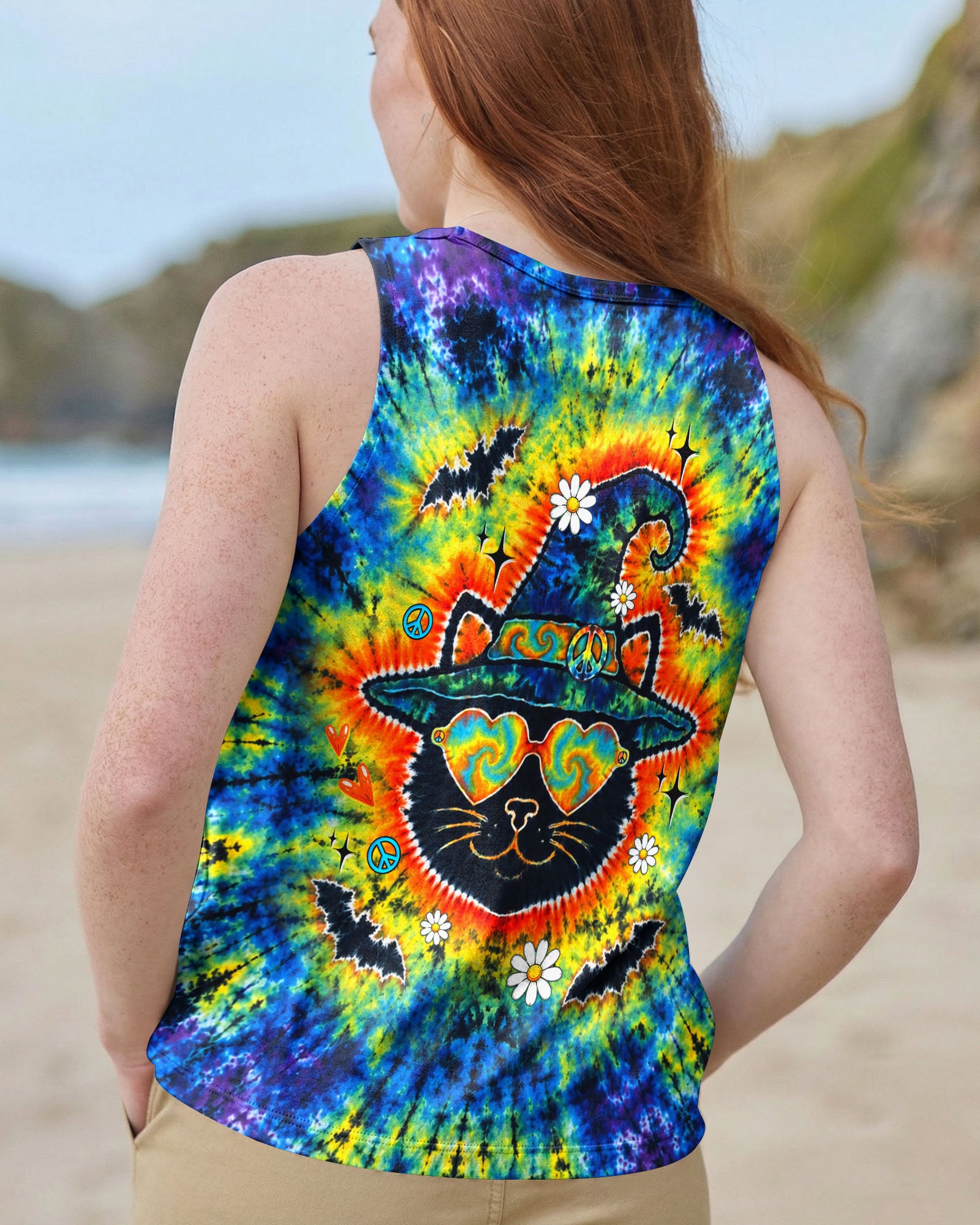 BLACK CAT WITCH HALLOWEEN BURST ALL OVER PRINT - TLTW2207263