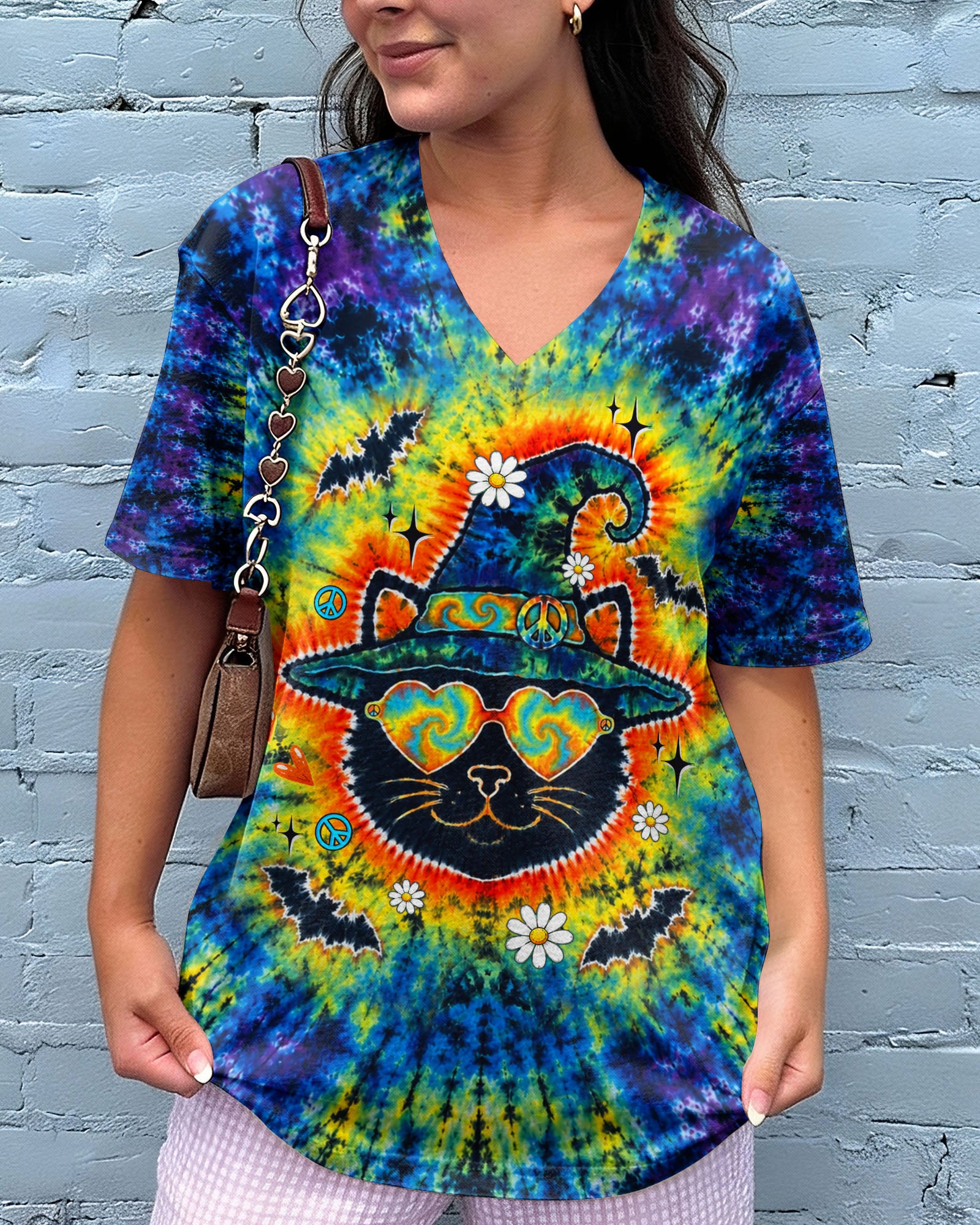BLACK CAT WITCH HALLOWEEN BURST ALL OVER PRINT - TLTW2207263