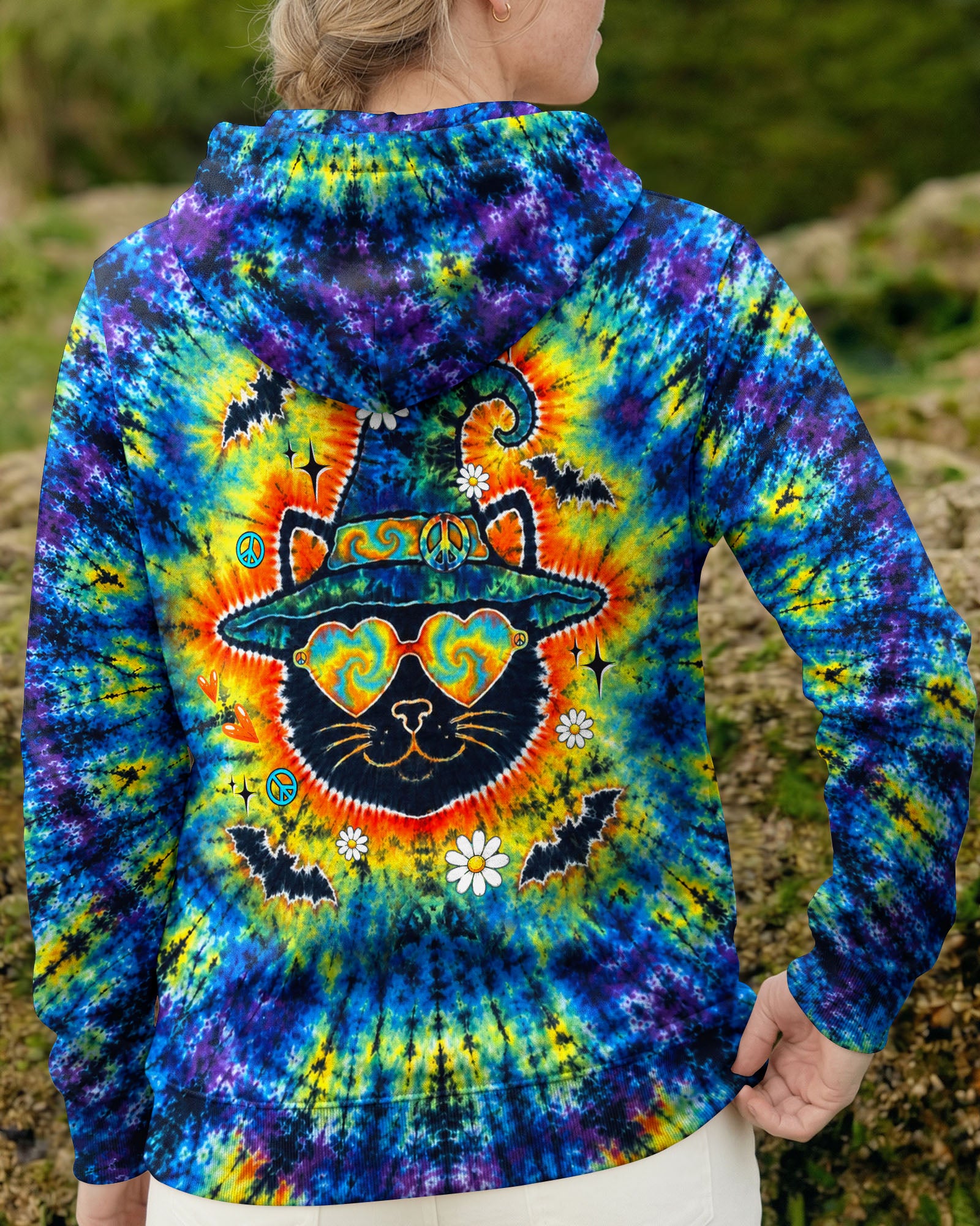 BLACK CAT WITCH HALLOWEEN BURST ALL OVER PRINT - TLTW2207263