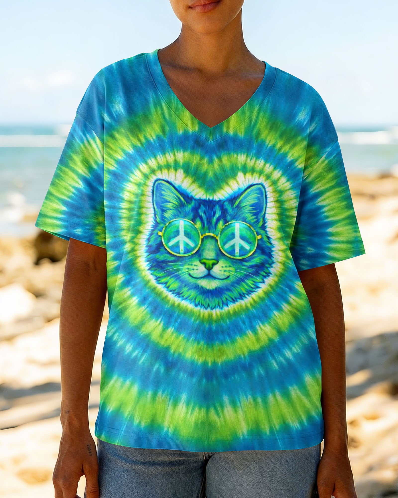 HIPPIE CAT SWIRL ALL OVER PRINT - TLTW2302262