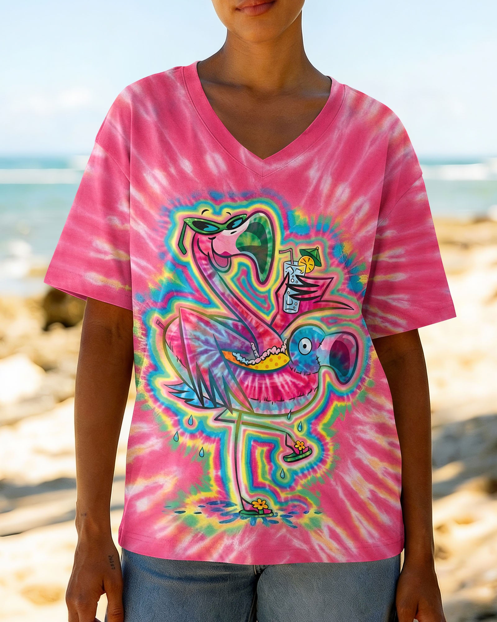 SUMMER FLAMINGO SWIRL ALL OVER PRINT - TLTW2303262