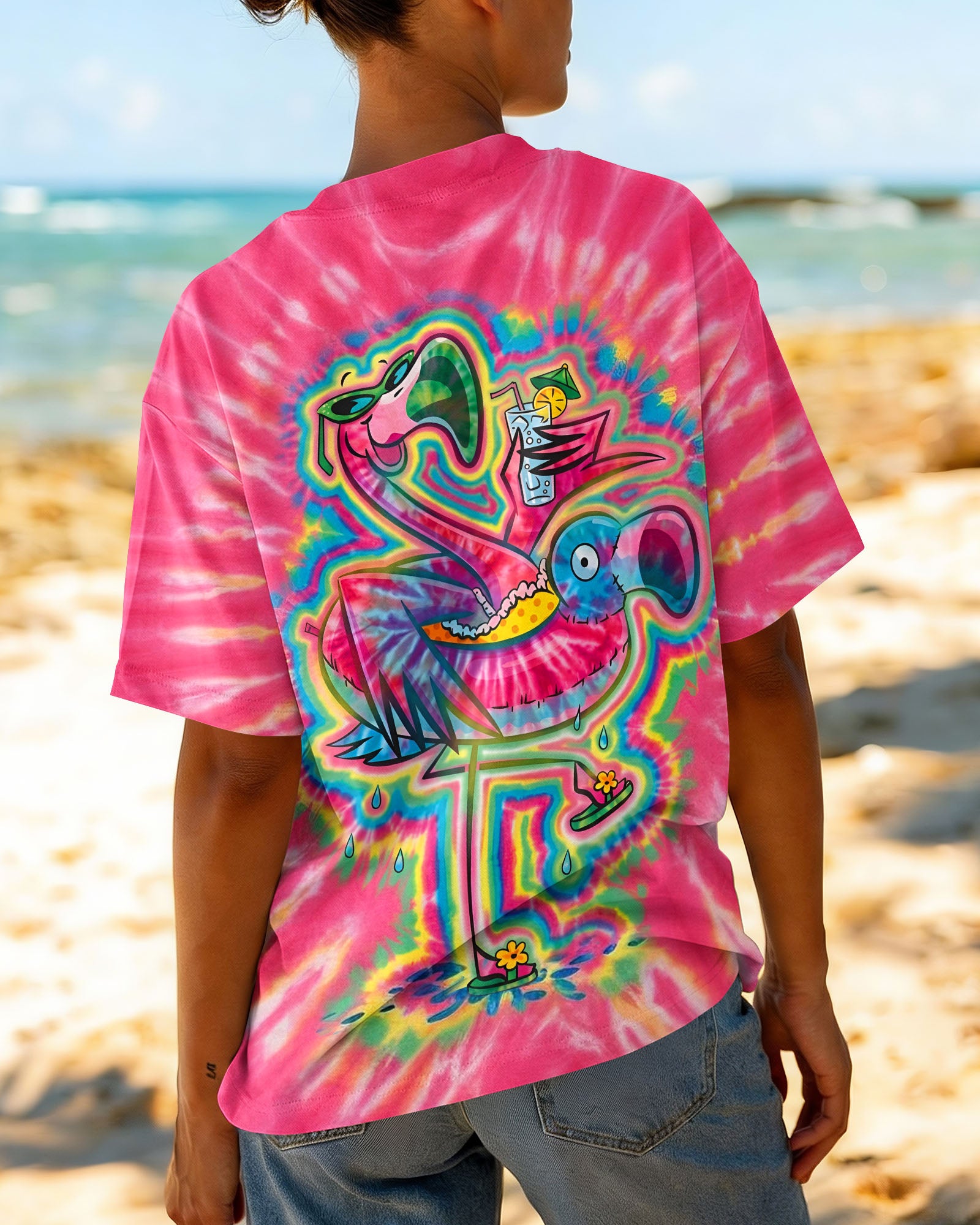 SUMMER FLAMINGO SWIRL ALL OVER PRINT - TLTW2303262