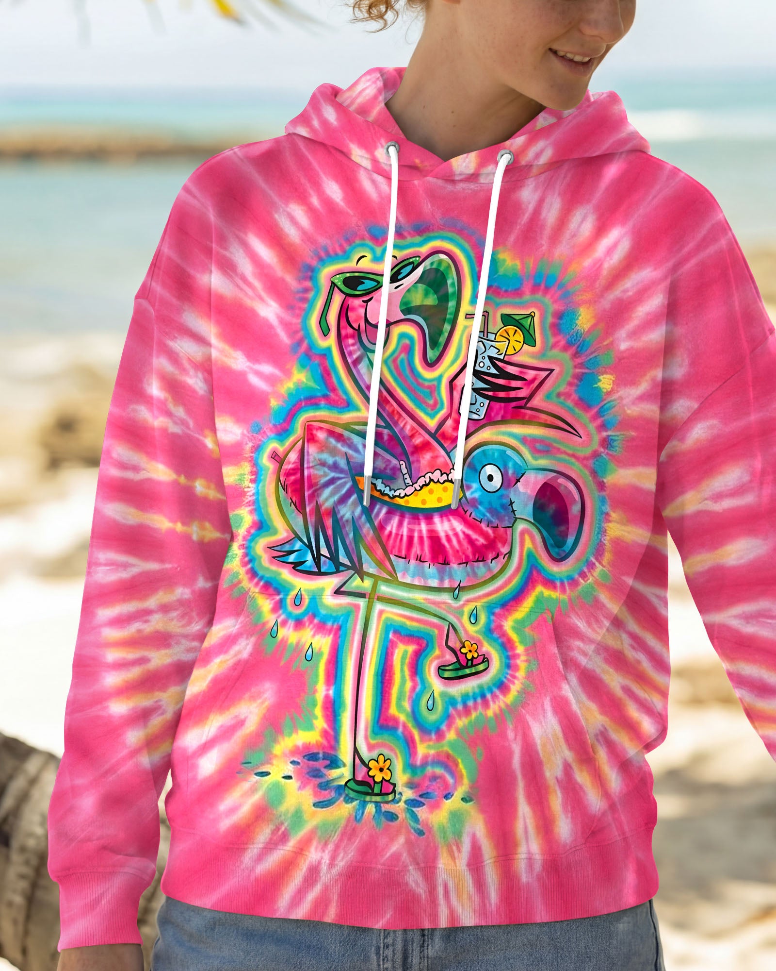 SUMMER FLAMINGO SWIRL ALL OVER PRINT - TLTW2303262