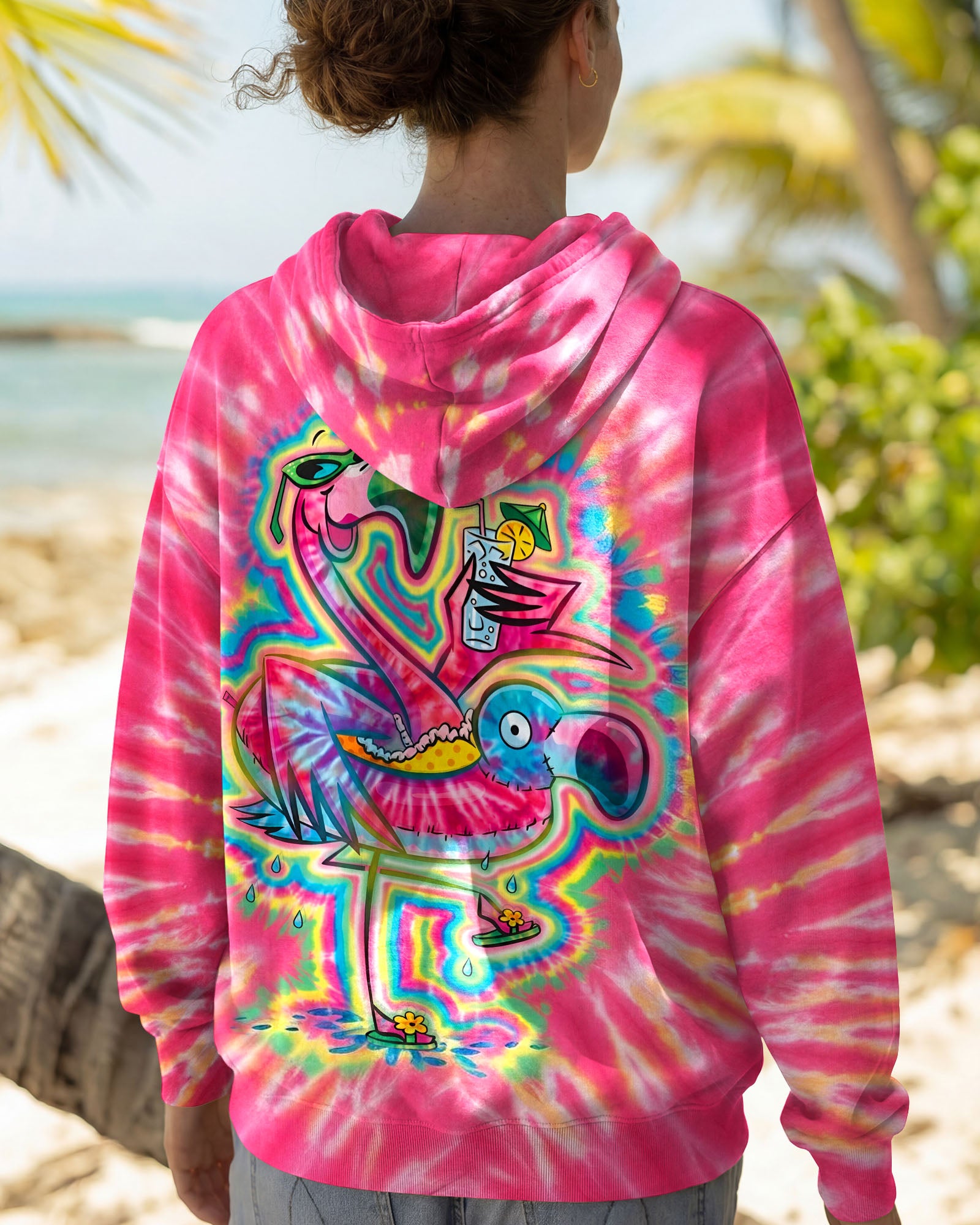 SUMMER FLAMINGO SWIRL ALL OVER PRINT - TLTW2303262