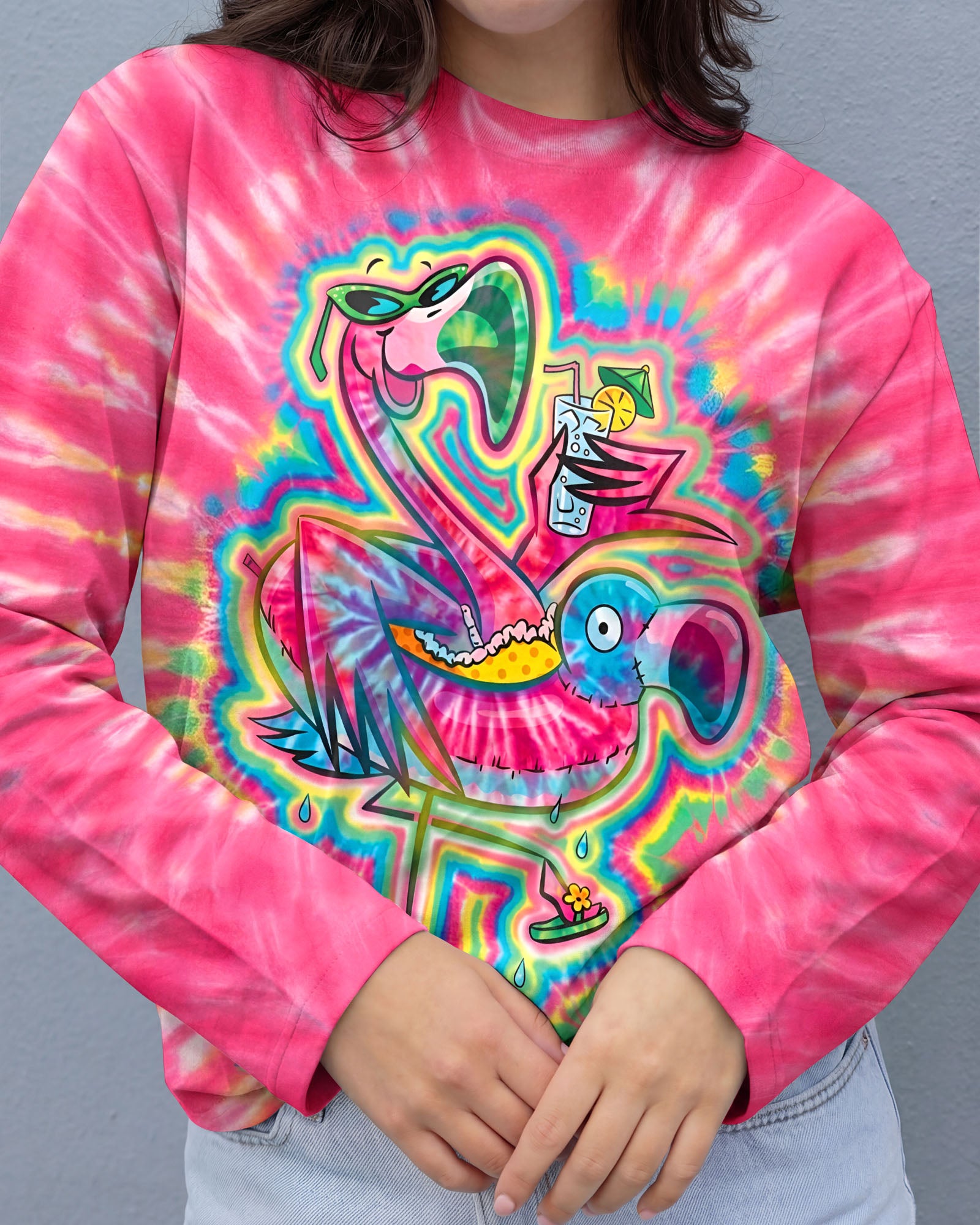SUMMER FLAMINGO SWIRL ALL OVER PRINT - TLTW2303262