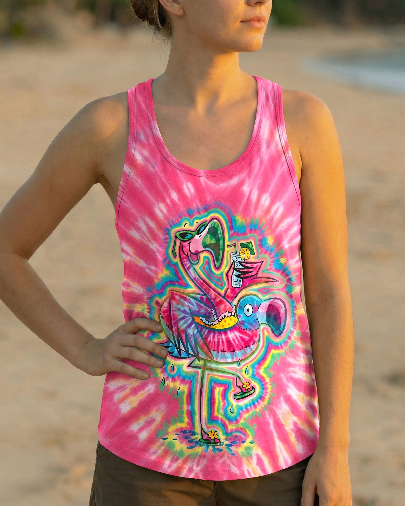 SUMMER FLAMINGO SWIRL ALL OVER PRINT - TLTW2303262