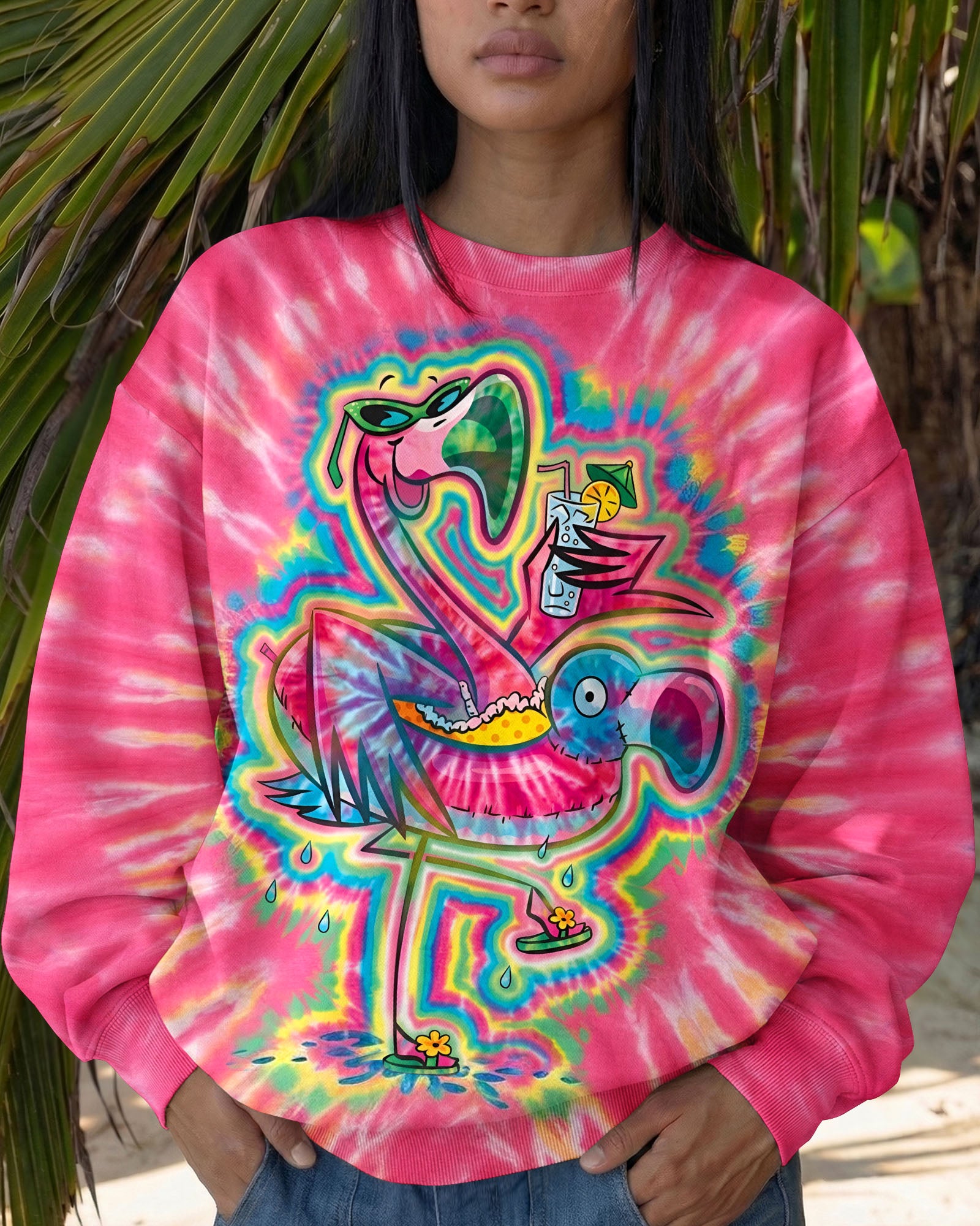SUMMER FLAMINGO SWIRL ALL OVER PRINT - TLTW2303262