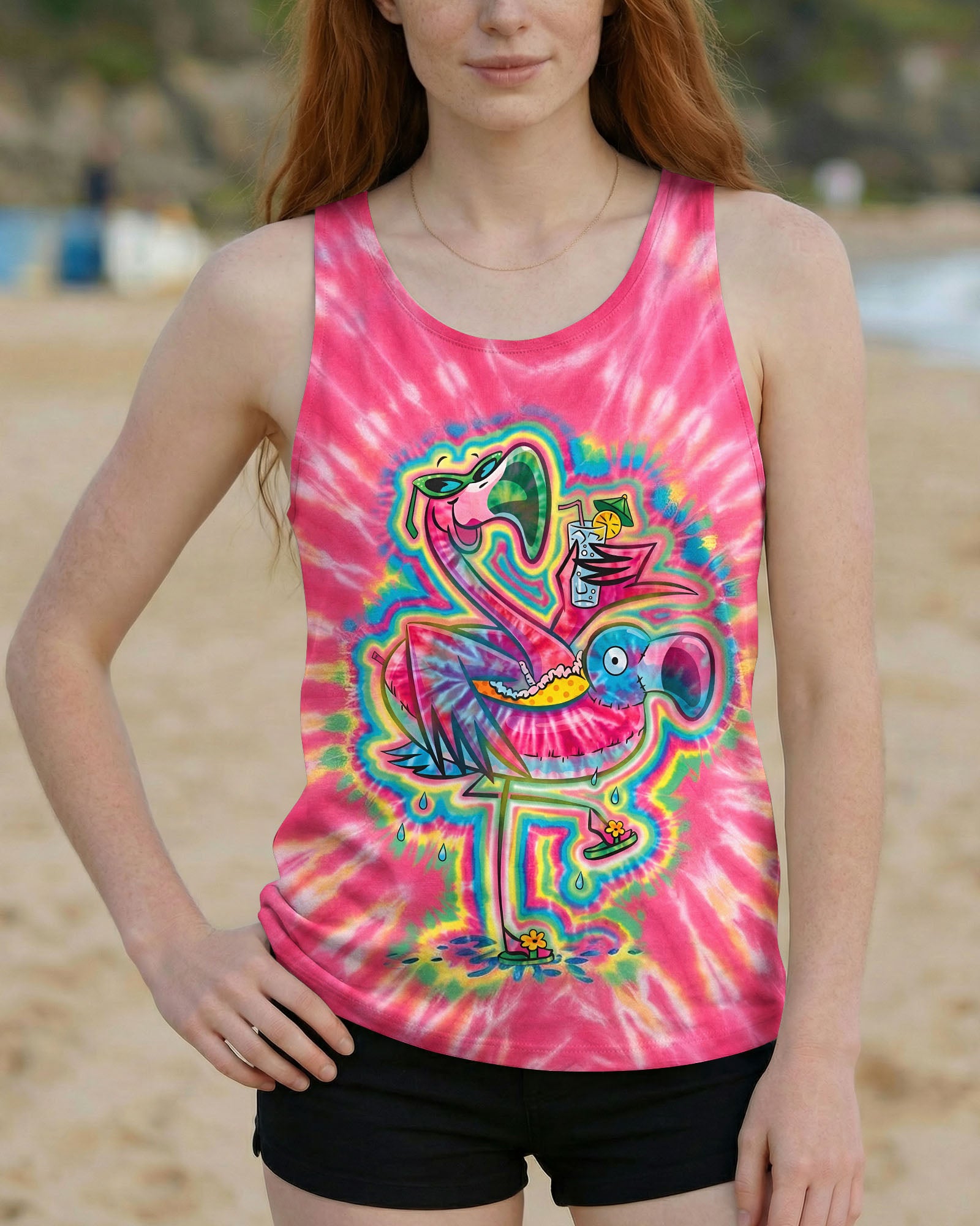 SUMMER FLAMINGO SWIRL ALL OVER PRINT - TLTW2303262