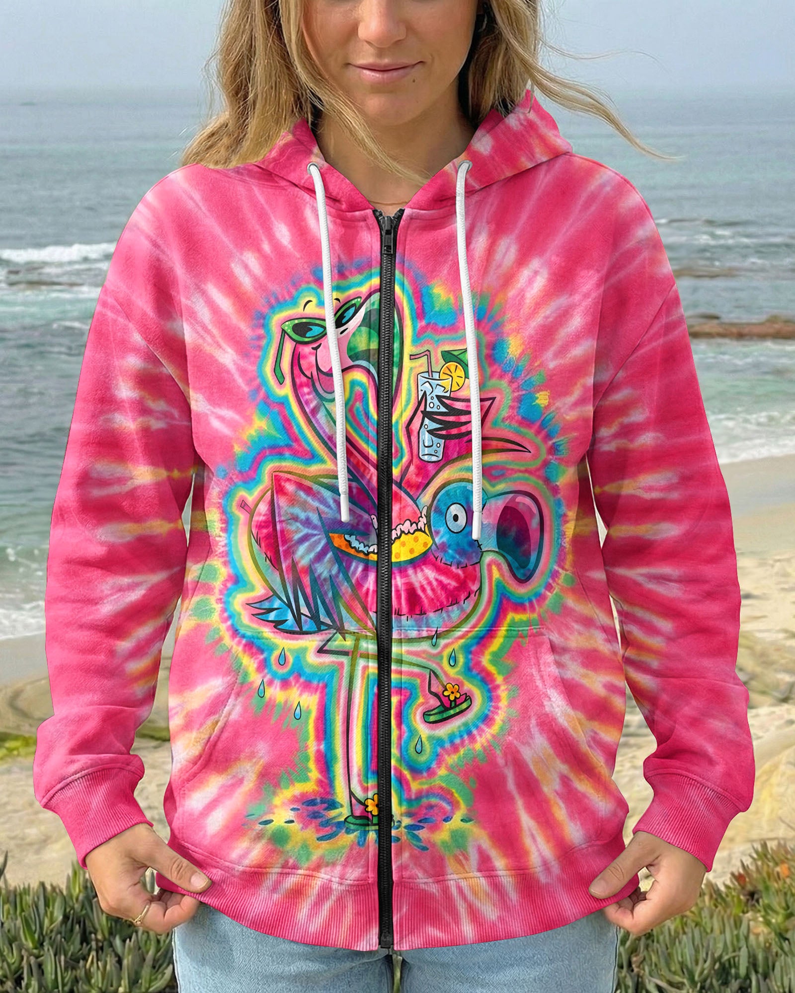 SUMMER FLAMINGO SWIRL ALL OVER PRINT - TLTW2303262