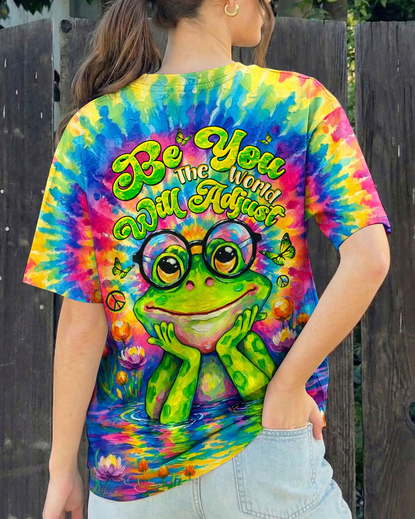 BE YOU THE WORLD WILL ADJUST FROG ALL OVER PRINT - TLTW2304263