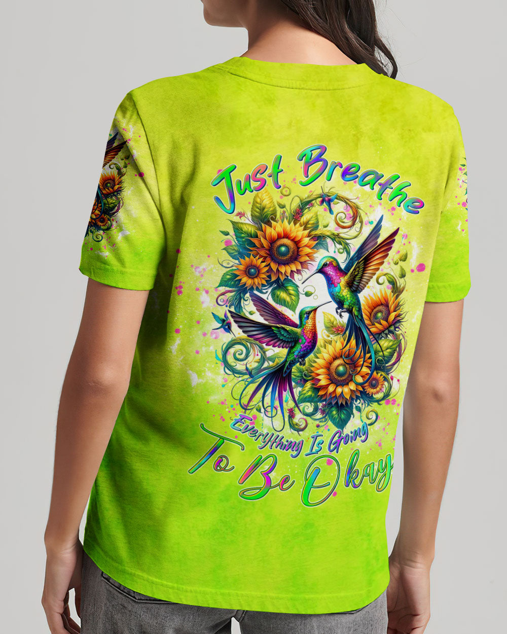 JUST BREATHE HUMMINGBIRD ALL OVER PRINT - TLTW2305243